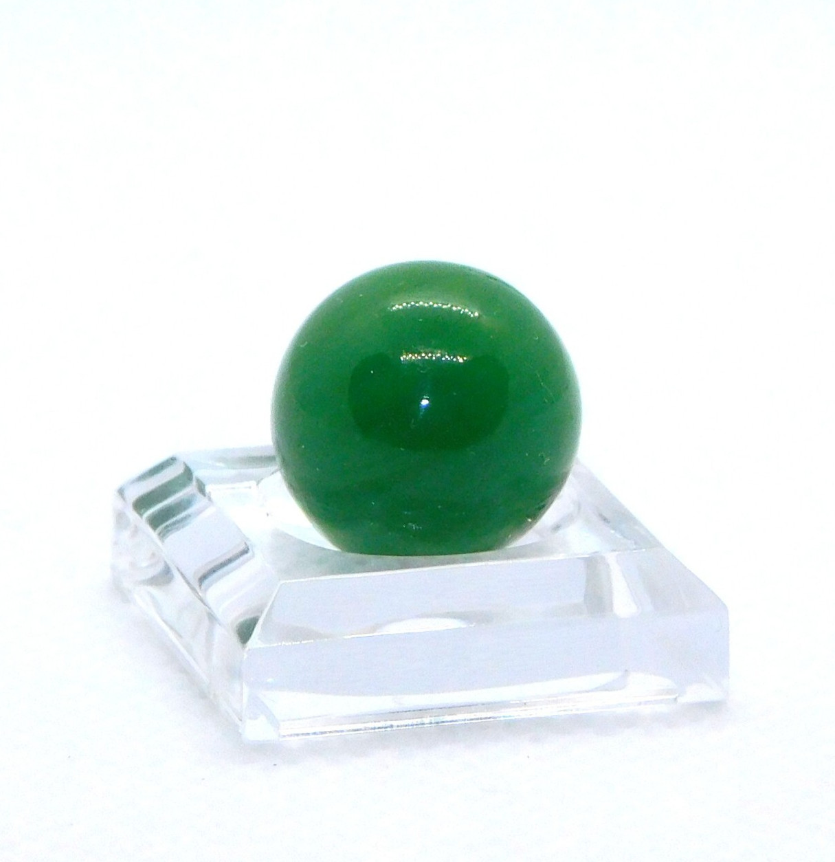 Vintage Glass Marble Small Green Opaque Swirl Melted Pontil Mint 0.55″ #0-116