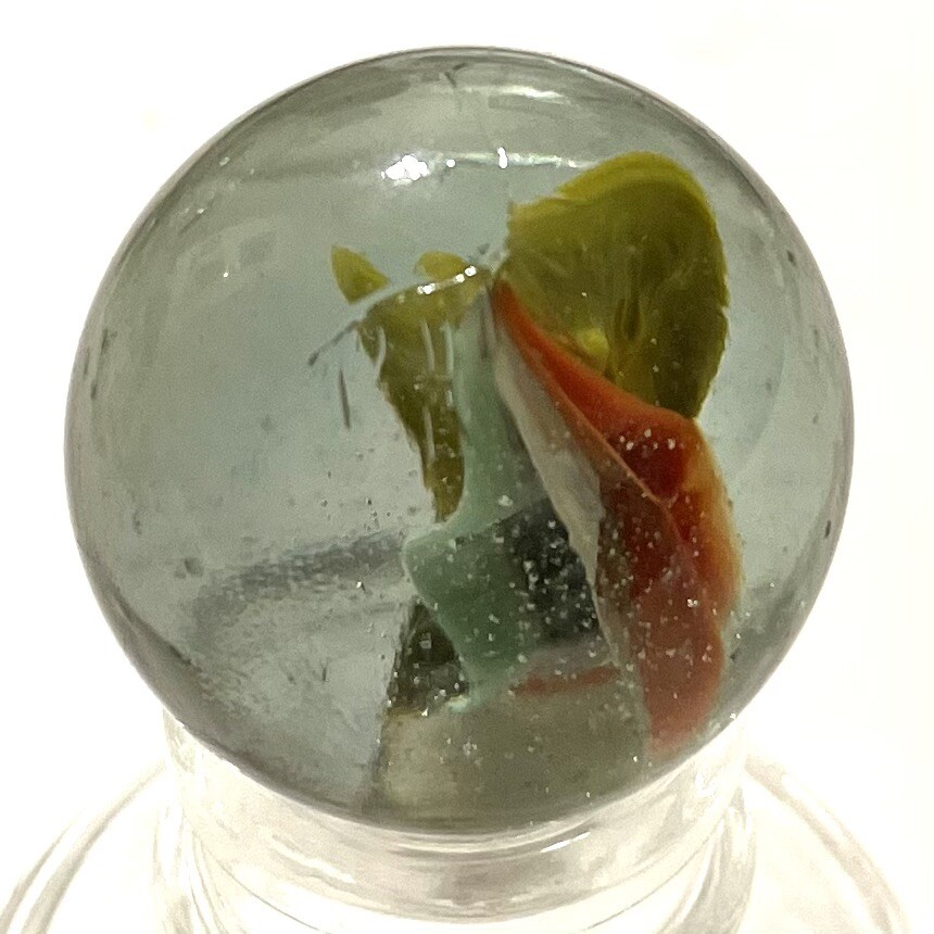 Large Six Vein Three Color Cat’s Eye Marble. Vintage Machine Made 34mm 1-3/8″