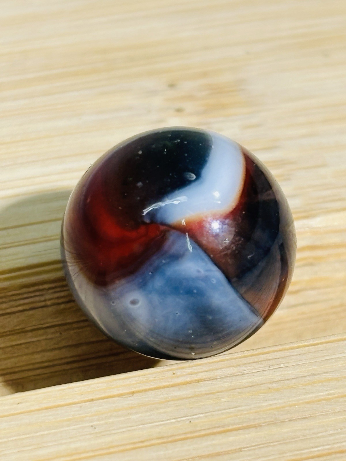 WOW Peltier Glass Tricolor Oxblood Marble Near Mint Or Better UV 0.62” 5/8