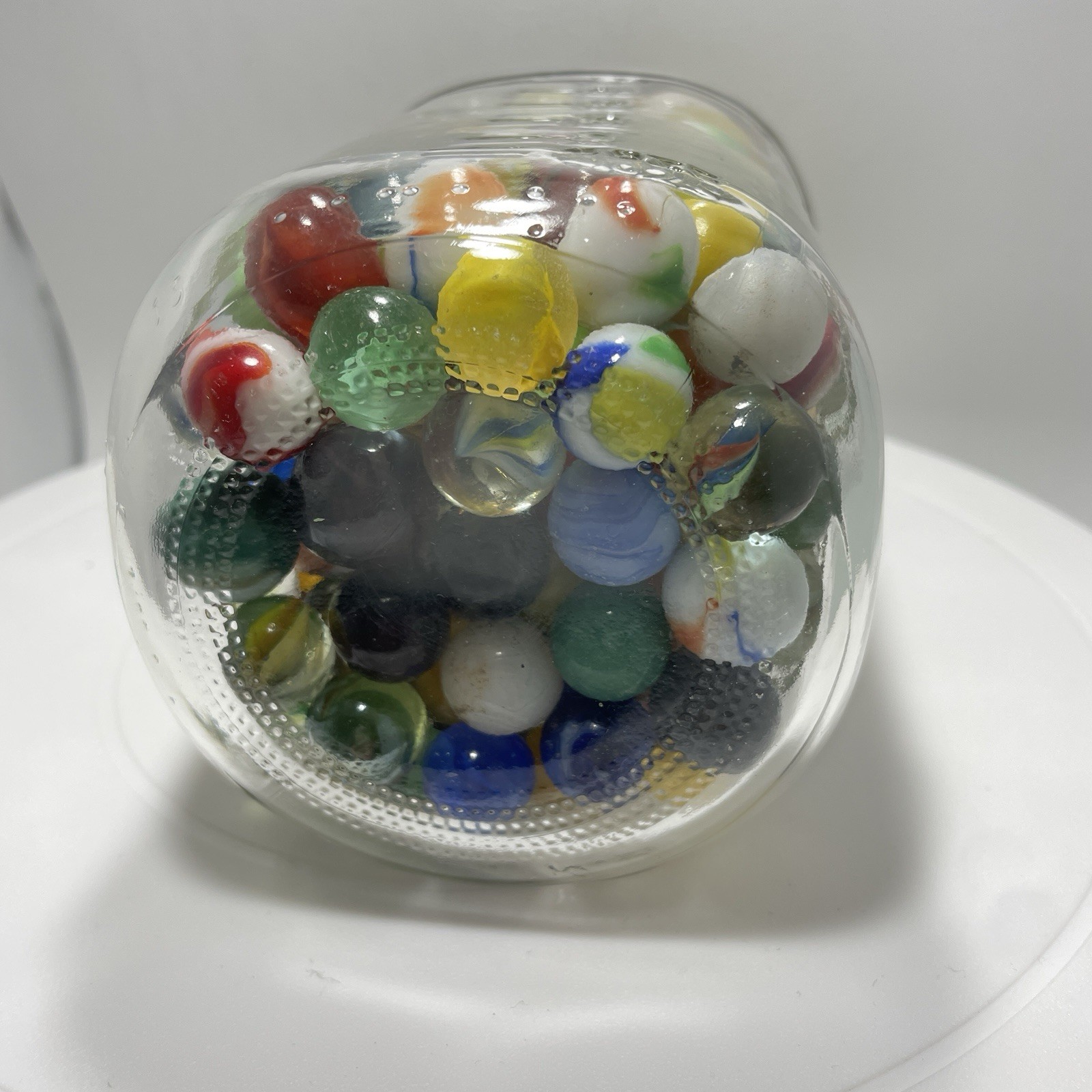 Vtg Glass Marbles Lot in Atlas Mason Jar Mixed Colors Swirls Bulk Common #04