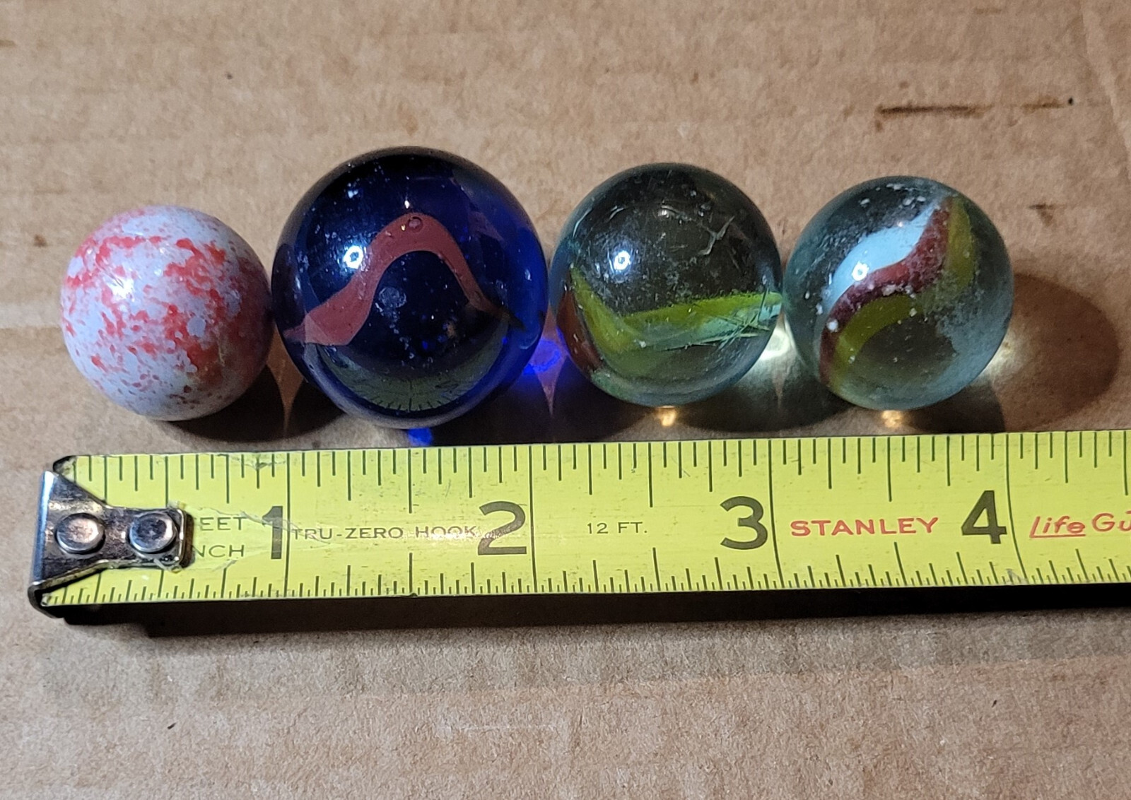 Vintage Marbles Cobalt Blue, Cat’s Eye, Asteroid, Lot of Four