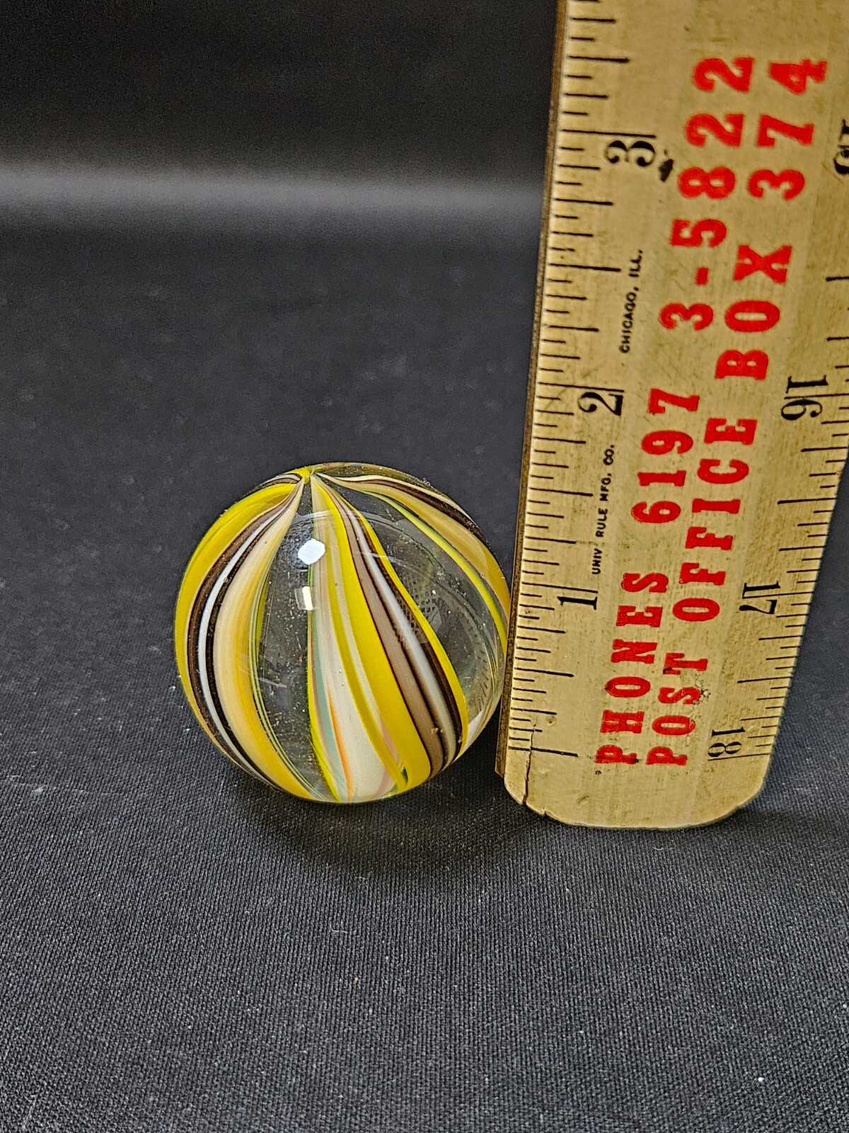 Vintage Glass Swirl Ribbon Very Large Shooter Marble No chips or cracks! Look!