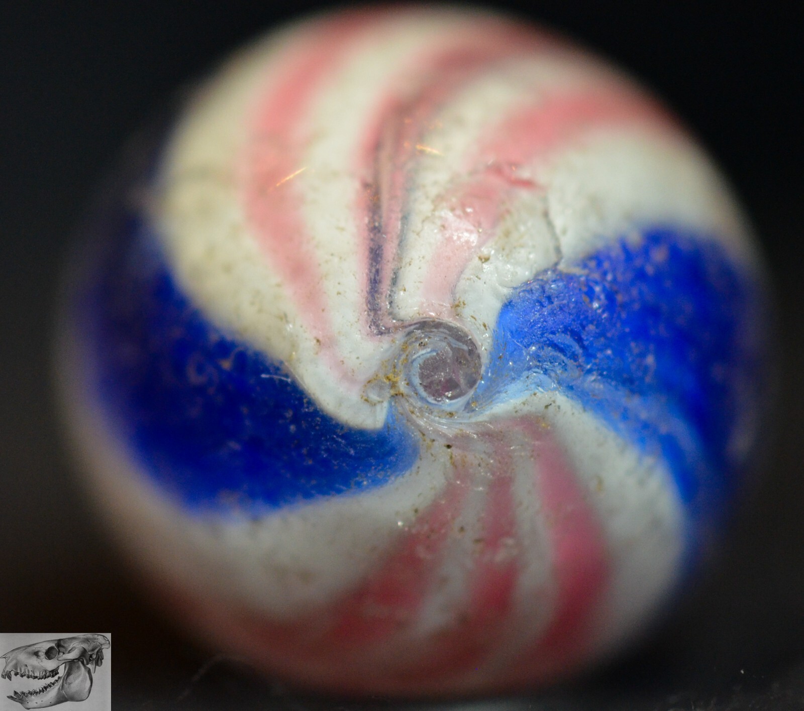 Handmade Peppermint Swirl Marble, 11/16 in, Good+, Germany, 1860-1920, S1024
