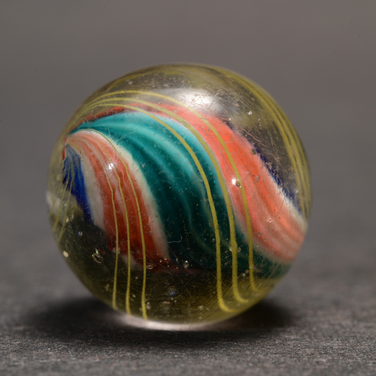 Early Tri-Level Solid Core German Handmade Antique Marble Quad 17.3mm 21/32”