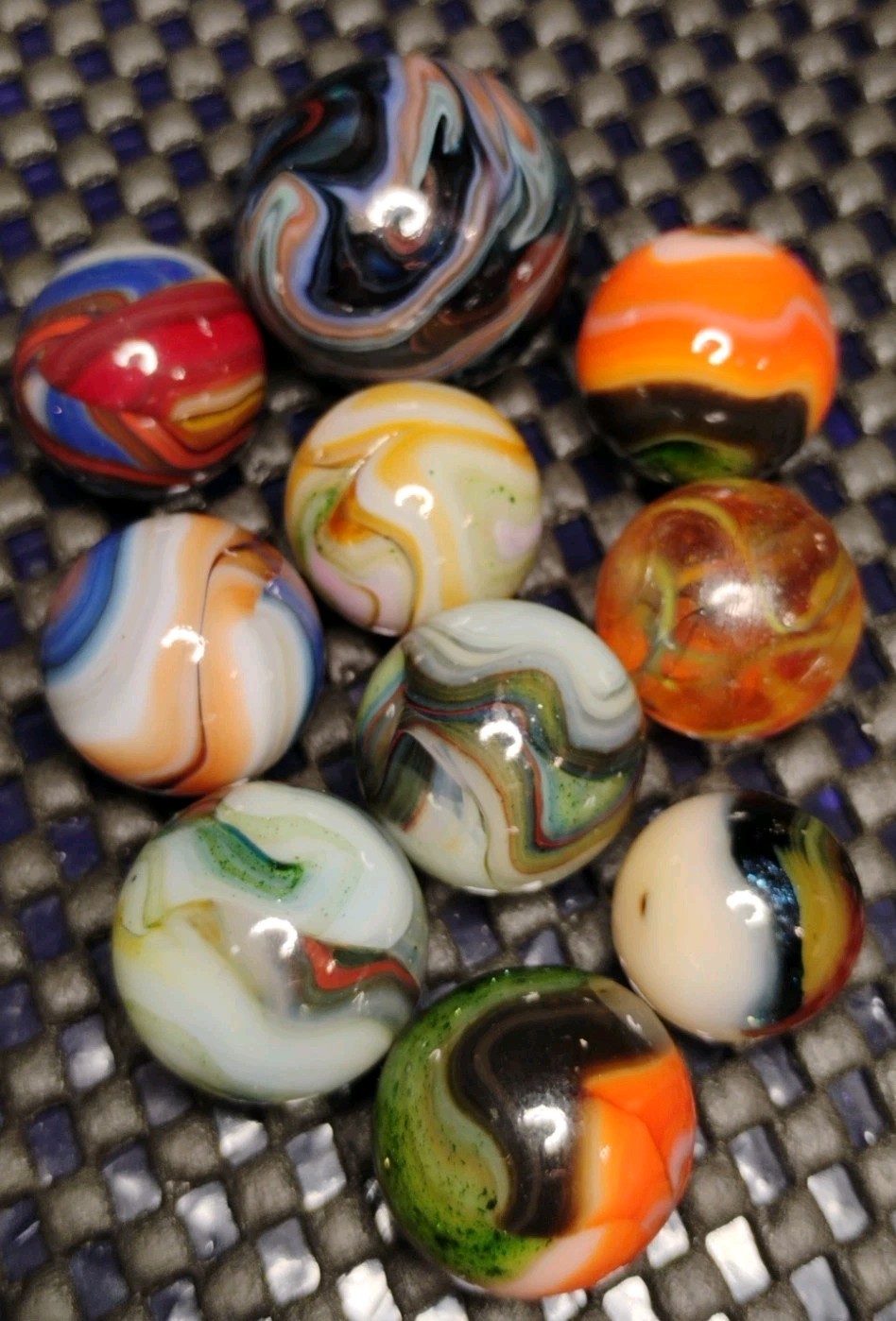 1.03″-.61″ JABO/D.A.S. MARBLES LOT OF 10🔥 -SWIRL TOYS MINT-/NM