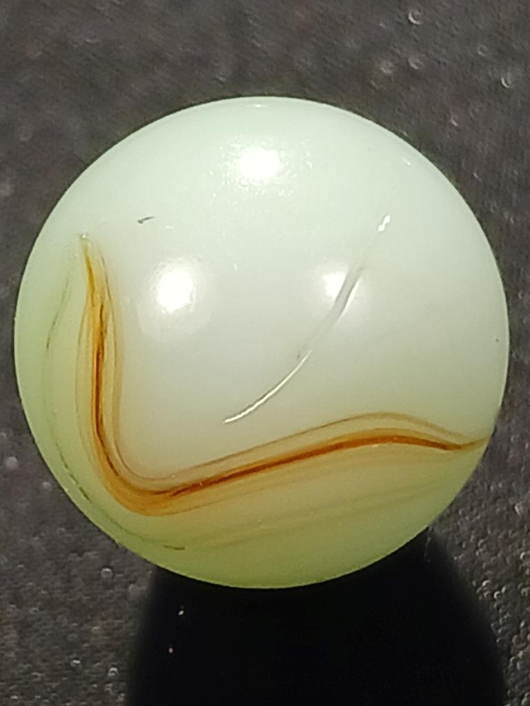 Vitro Agate .59″ Wispy Green White Brown V Patch Near Mint Serious Marble A178