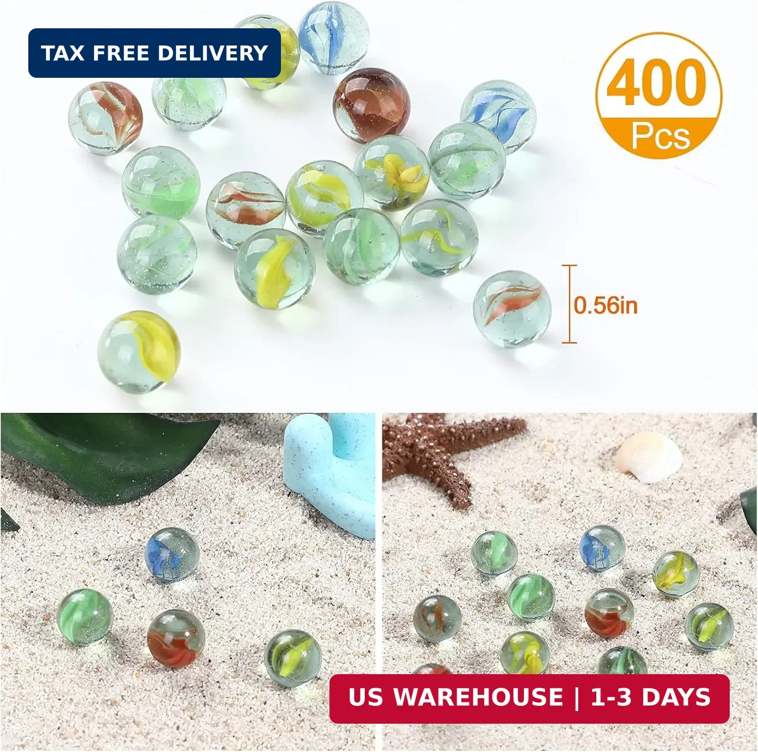 CHUKEMAOYI 400 pcs Color Mixing Glass Marbles ,9/16 inch Bulk for Kids Marble Ga