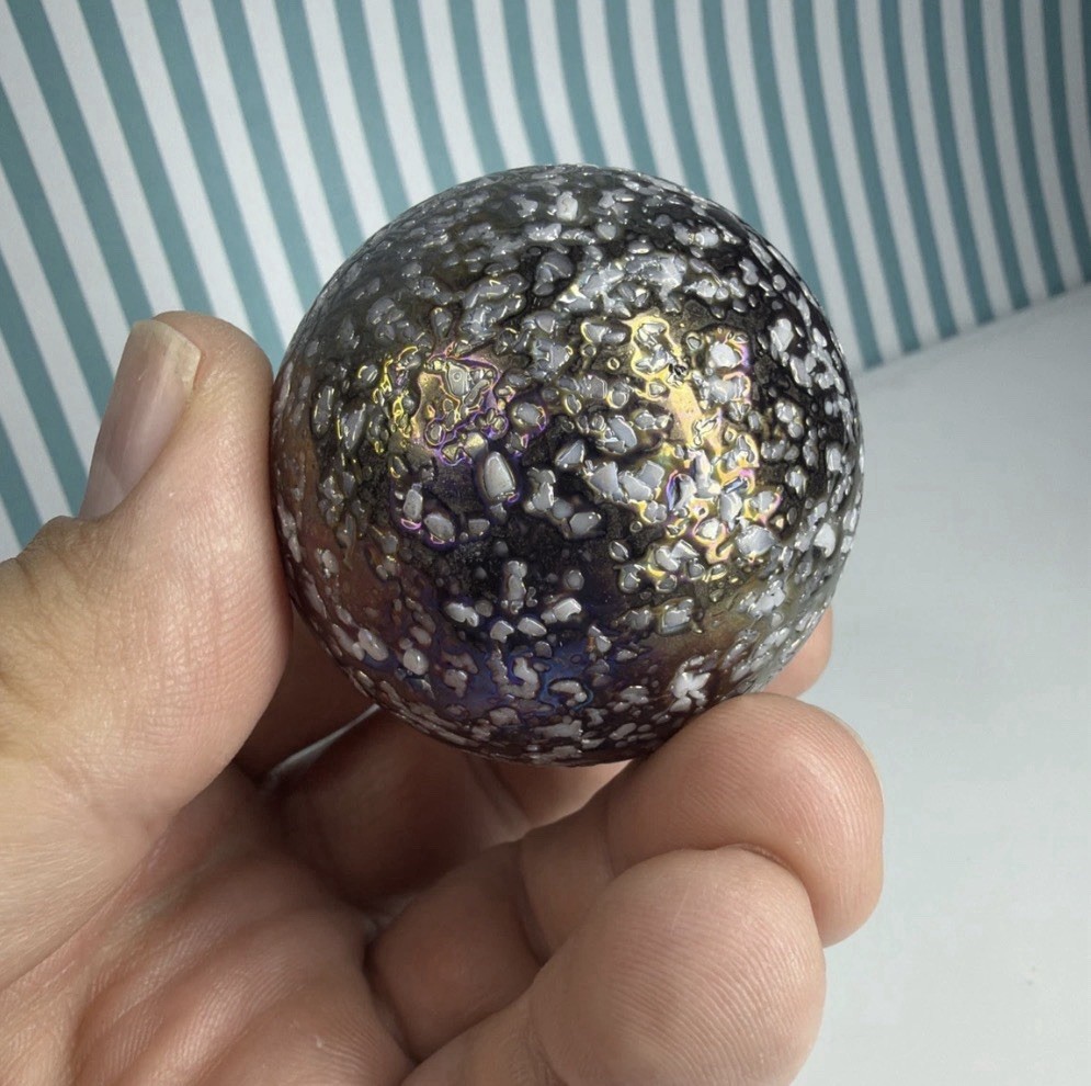 Vacor Snowball Confetti Marble ~1.9″ Toe Breaker Huge Mint MIB Glass Marbles