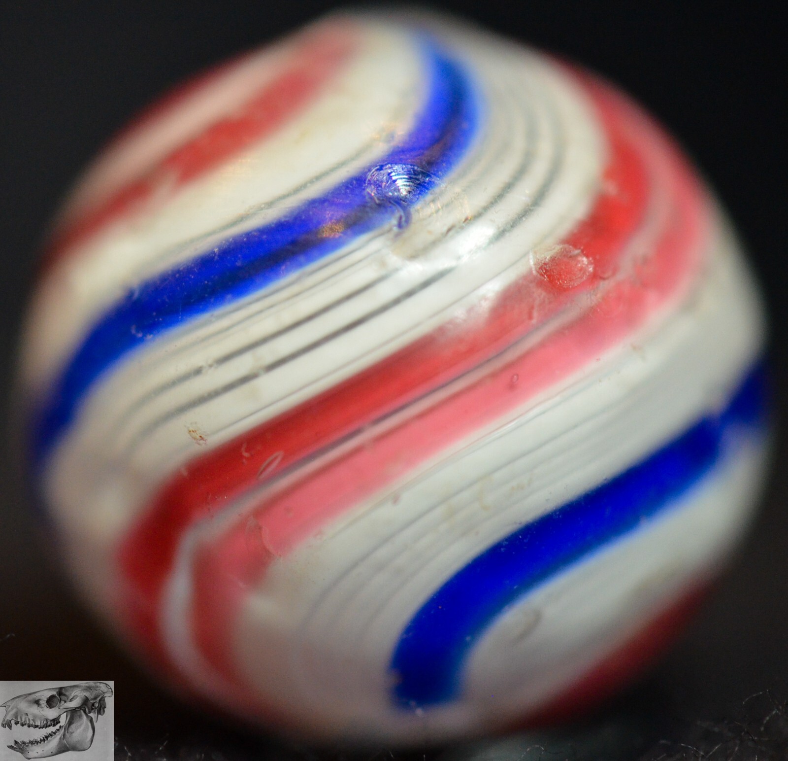 Handmade Peppermint Swirl Marble, 11/16 in, Near Mint-, Germany 1860-1920, S1030