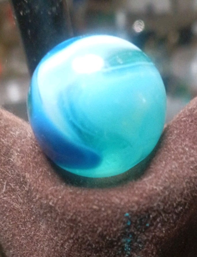 Rare Ravenswood🥽Aqua Marine🥽 Transparent Swirl Toy Marble Size .625″ MINT