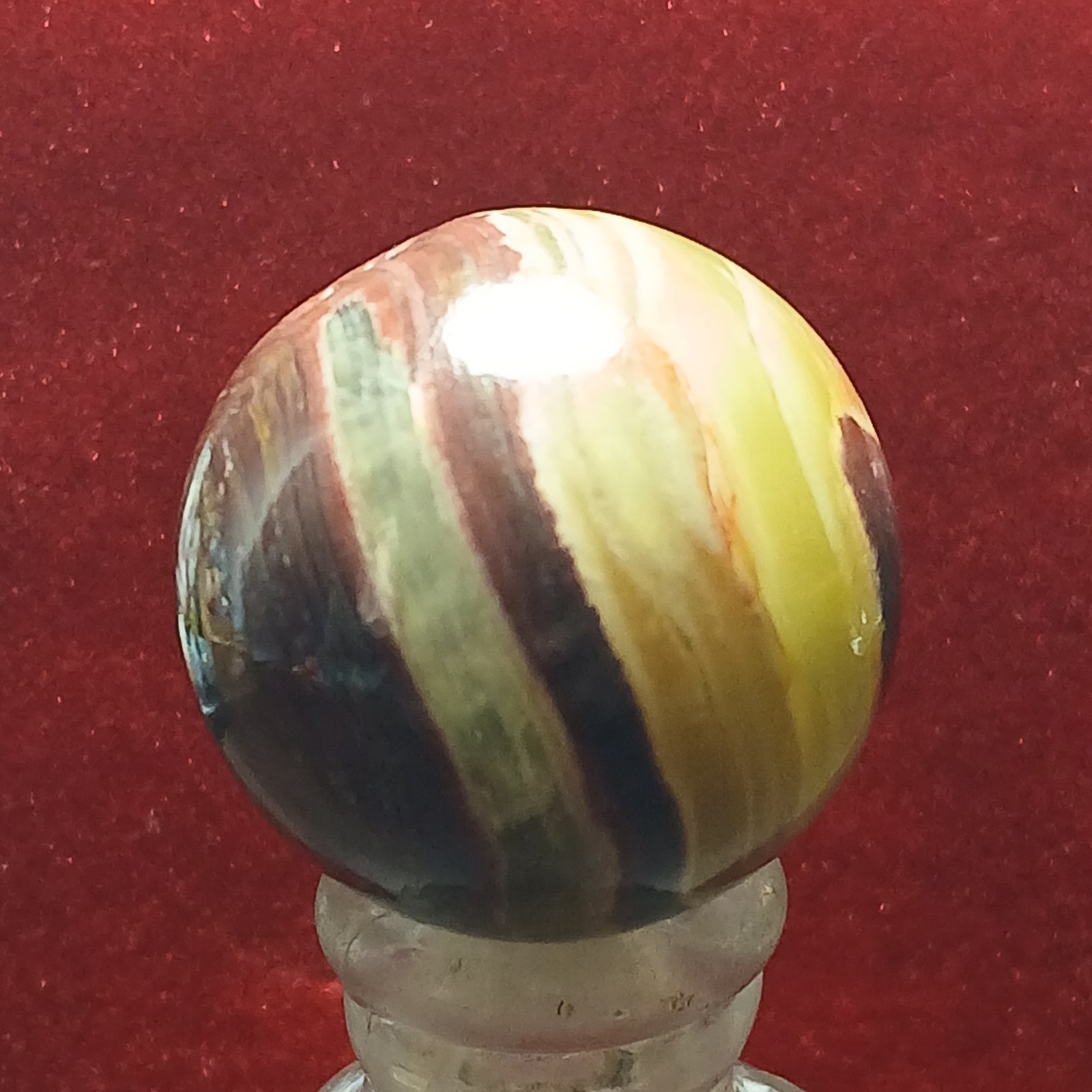 15/16″ NM Vtg Akro Lemonade Brick/ Oxblood Bullseye Agate Marble! Super C pics