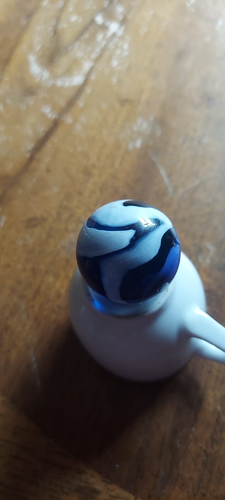 Vintage Dark Blue with White Swirl Glass Marble 1 Inch, HANDMADE