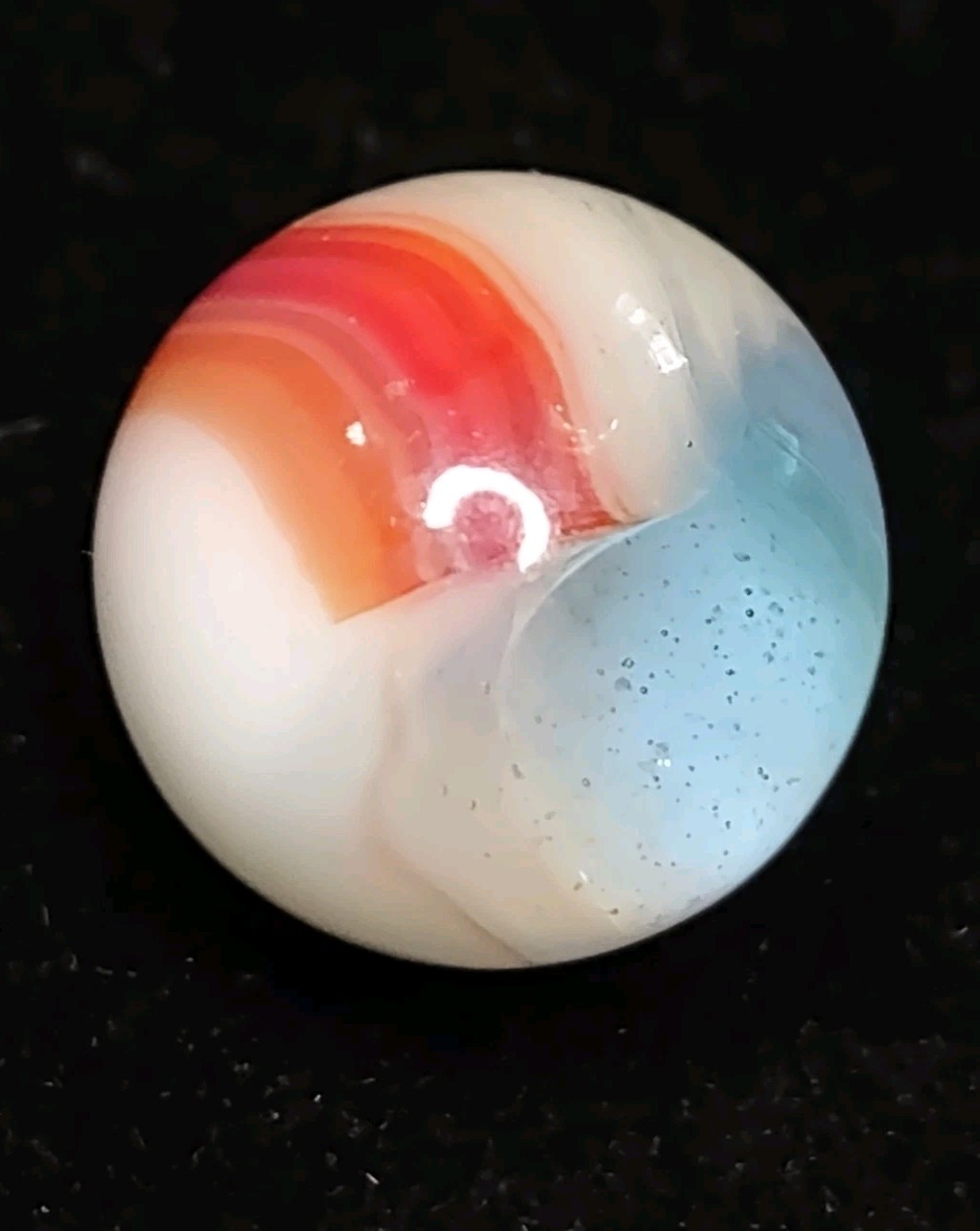Transp. Blue & Green – Pink & Red VITRO Helmet Patch Glass Vintage Marble .61″