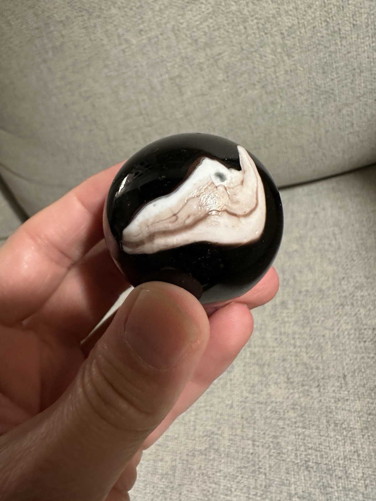 Antique Large Glass Marble Deep Amethyst Purple And White Swirl Streak Milky Way