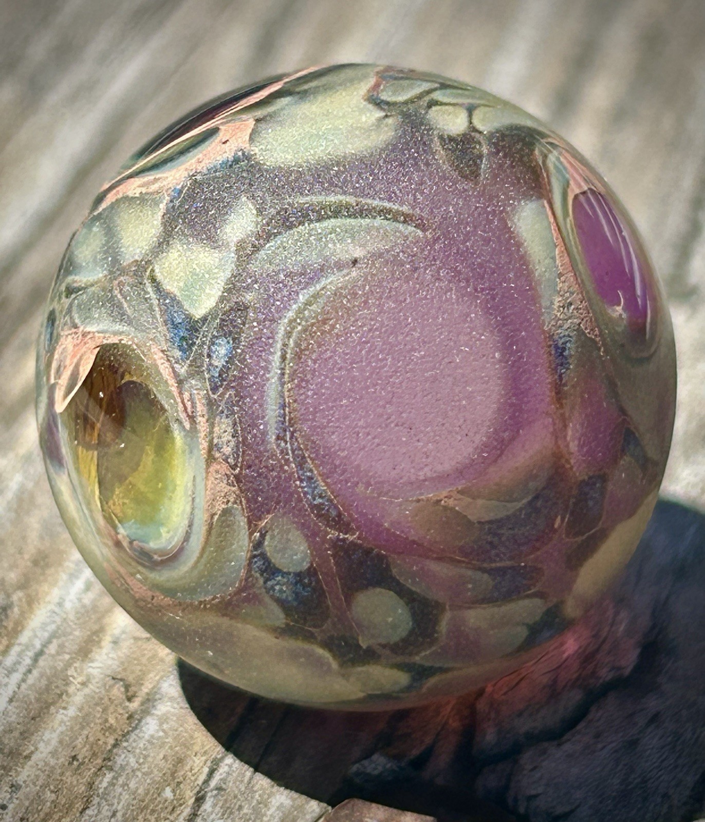 Hand Blown Sand Blasted Frosted Marble Boro Glass Art portal windows planet