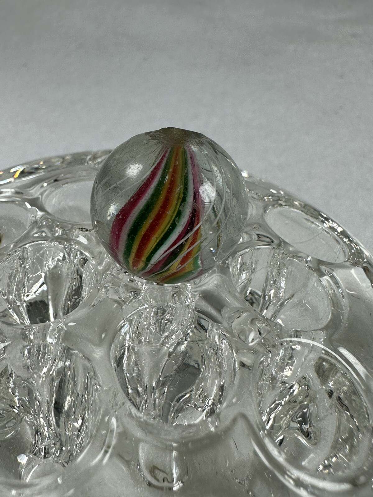 MARBLE 1800’S HANDMADE GERMAN 3/4″ “SOLID CORE” RED WHITE GREEN YELLOW CLEAR