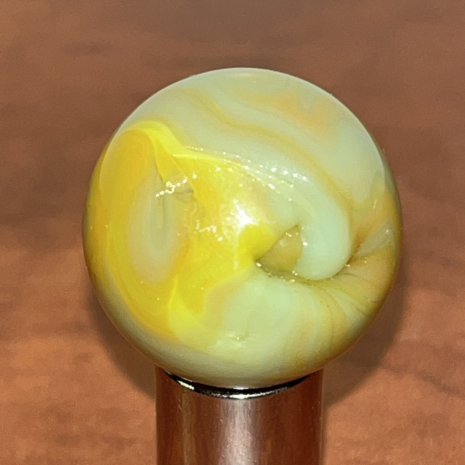 Vintage Shooter Marble .936 Rust/bluish/greyish/yellow. Glows In UV Light (8)