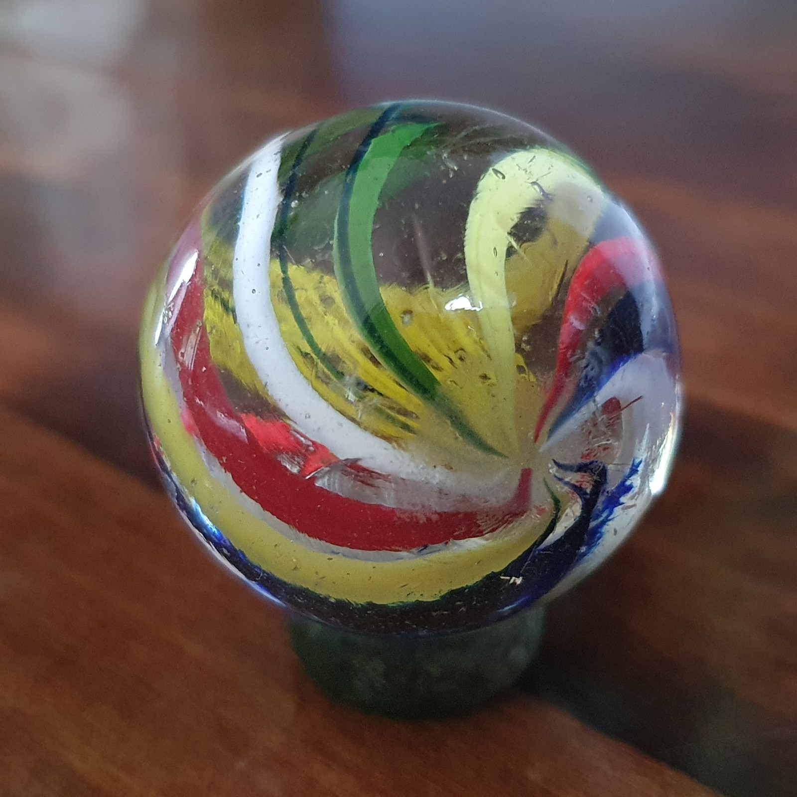 38mm / 1.5” Stunning German Signature Latticino Core Multicolor Swirl Marble