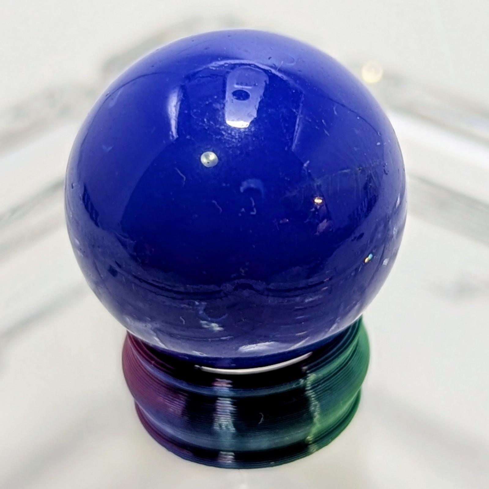 AKRO AGATE COMPANY Cobalt Blue Slag Glass Marble .87″ NEAR MINT