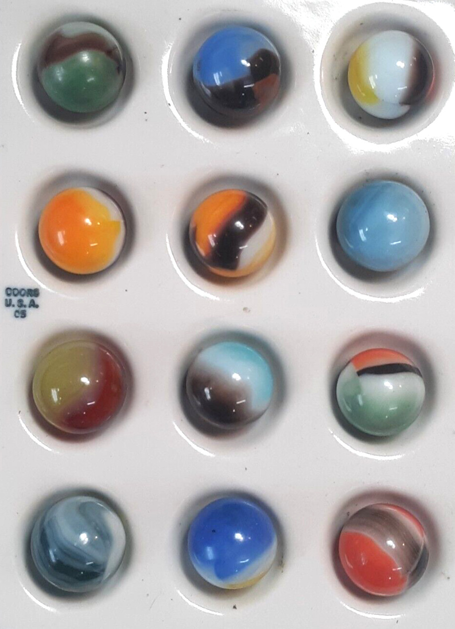 Twelve Wet Mint Vintage Vitro Agate Patches, Collector Marbles #1