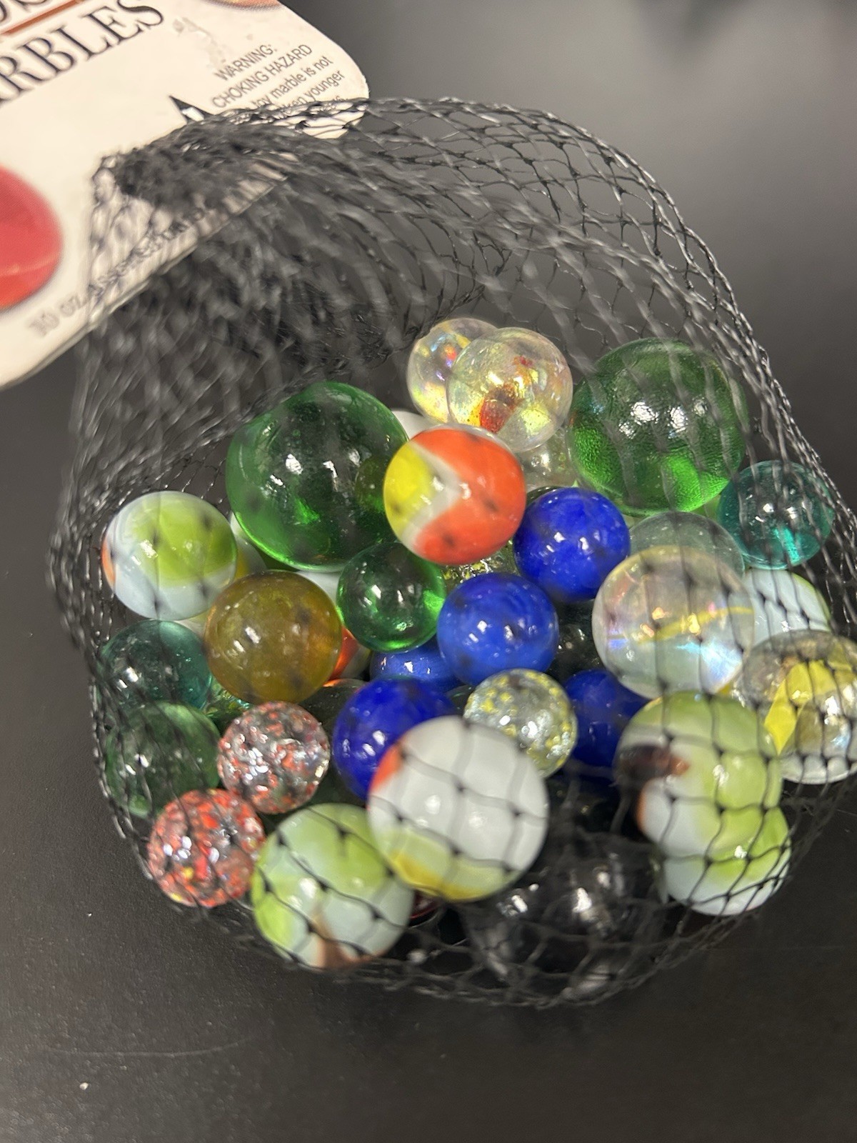 Classic Mega Marbles Net Bag 10oz Assorted Unique Collectible Marbles M3#5