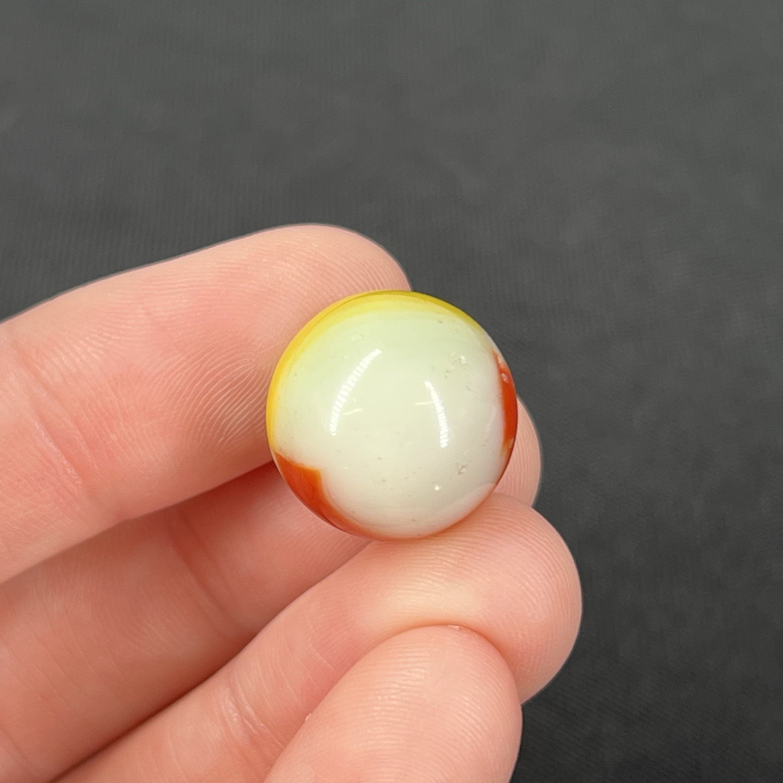 VTG Glass Marble Christensen Akro Peltier Vitro .6” Orange Yellow Green