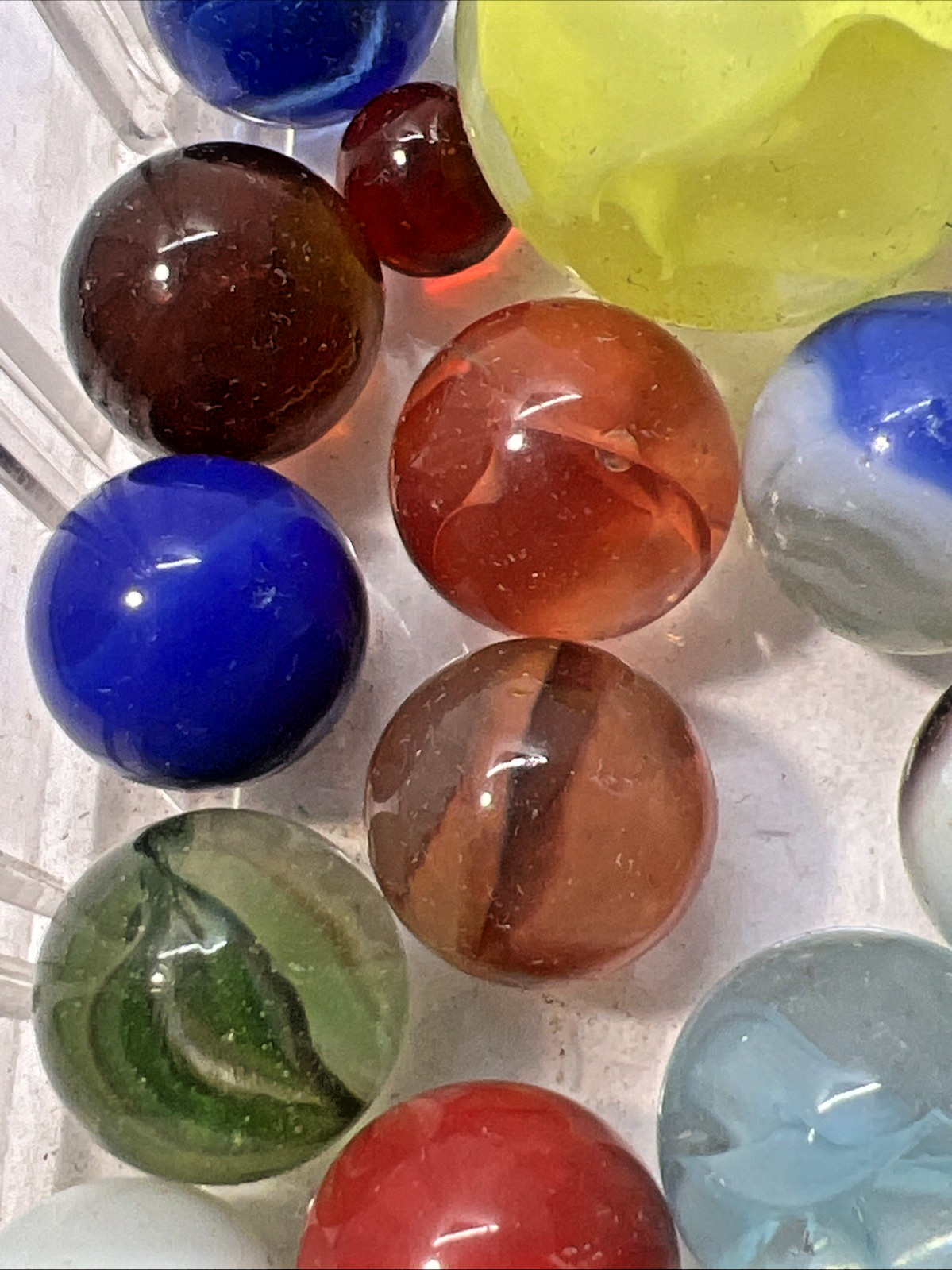 Estate Item Antique Vintage Lot Of 52 Clear/Swirl Glass Marbles