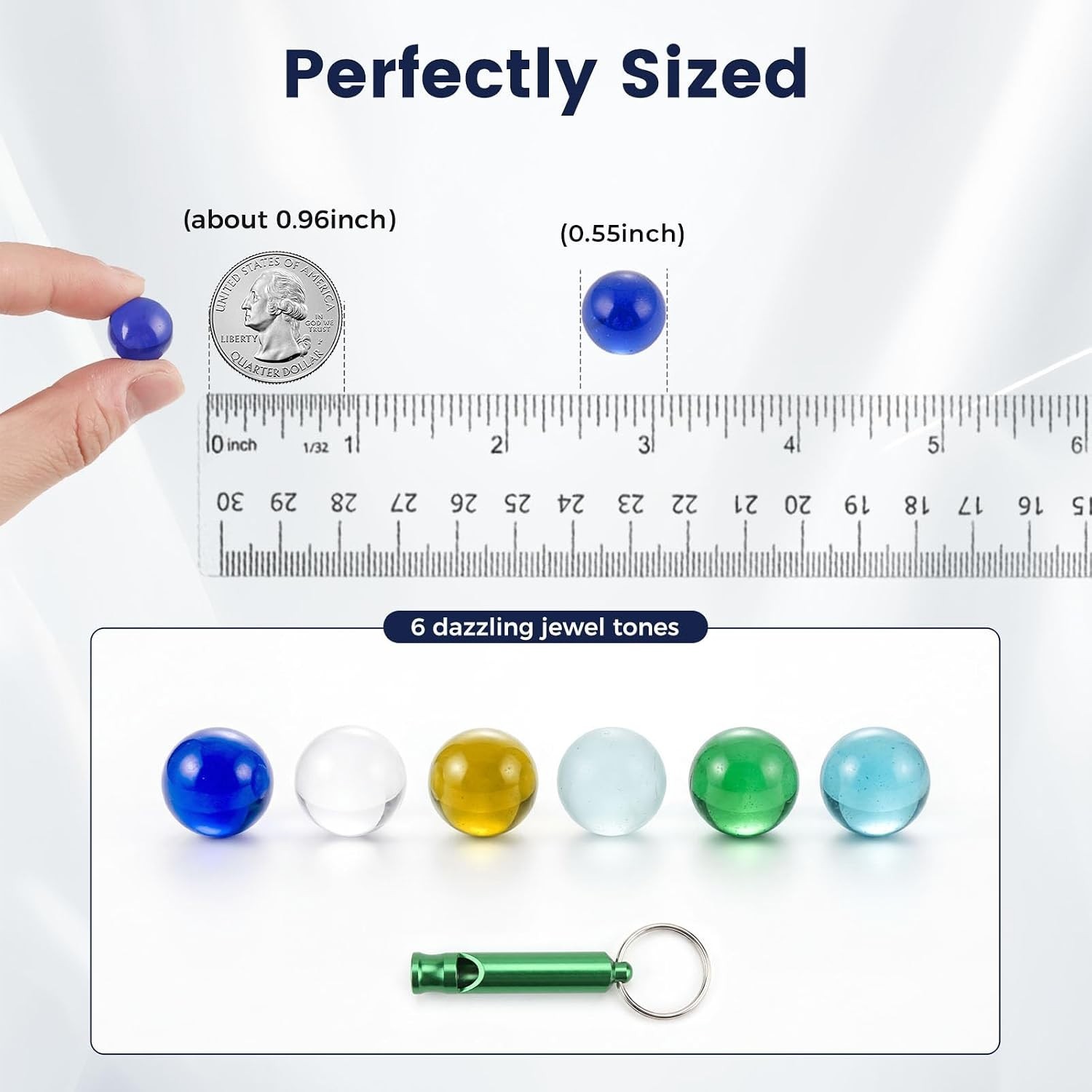 Educational 50 PCS Glass Marbles Set with Whistle – Fun for Kids & Family Games