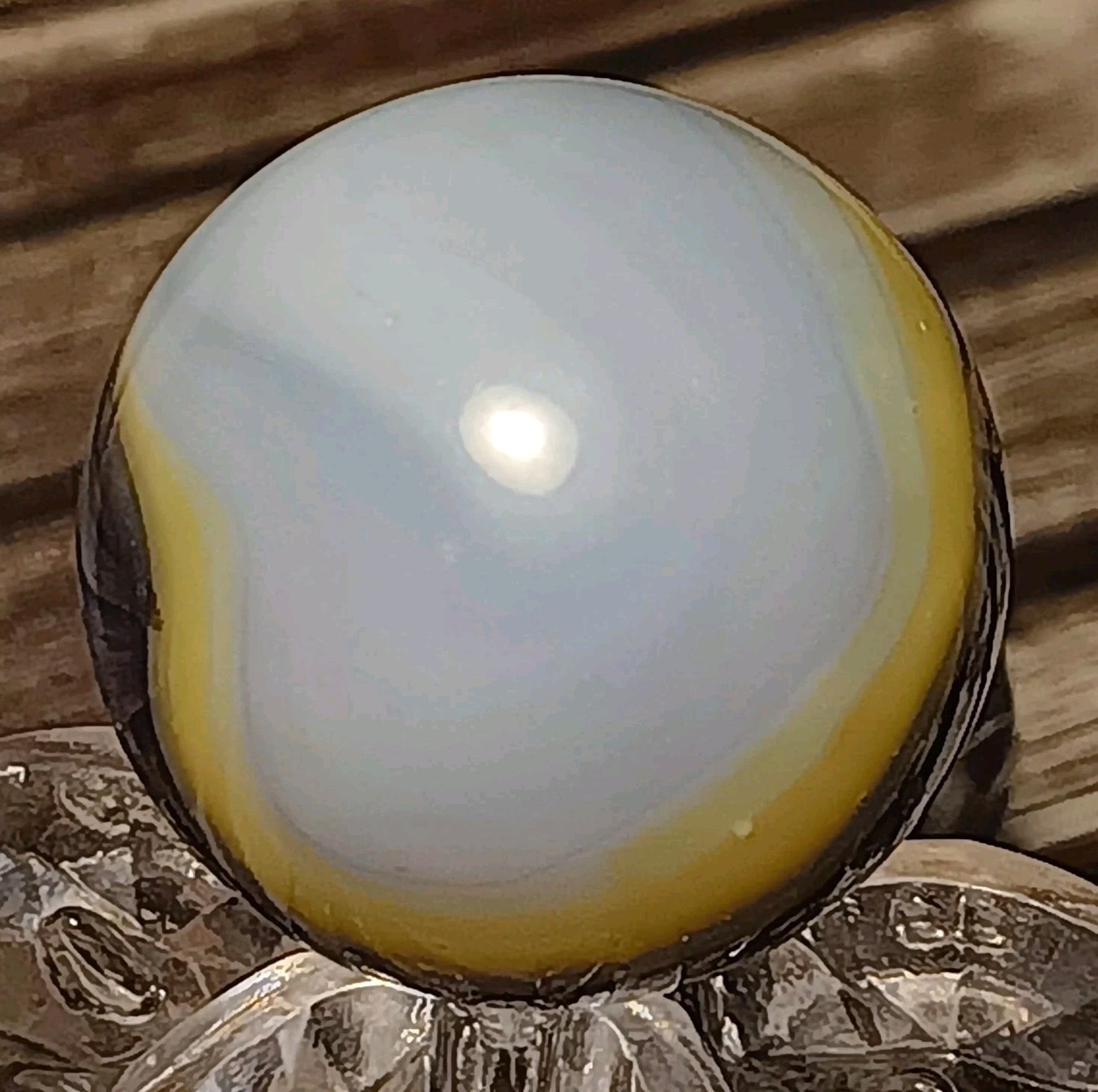 Vitro Agate 3-Color Opal Patch Marble. .60″ Mint. Nice Pattern/Color Combo