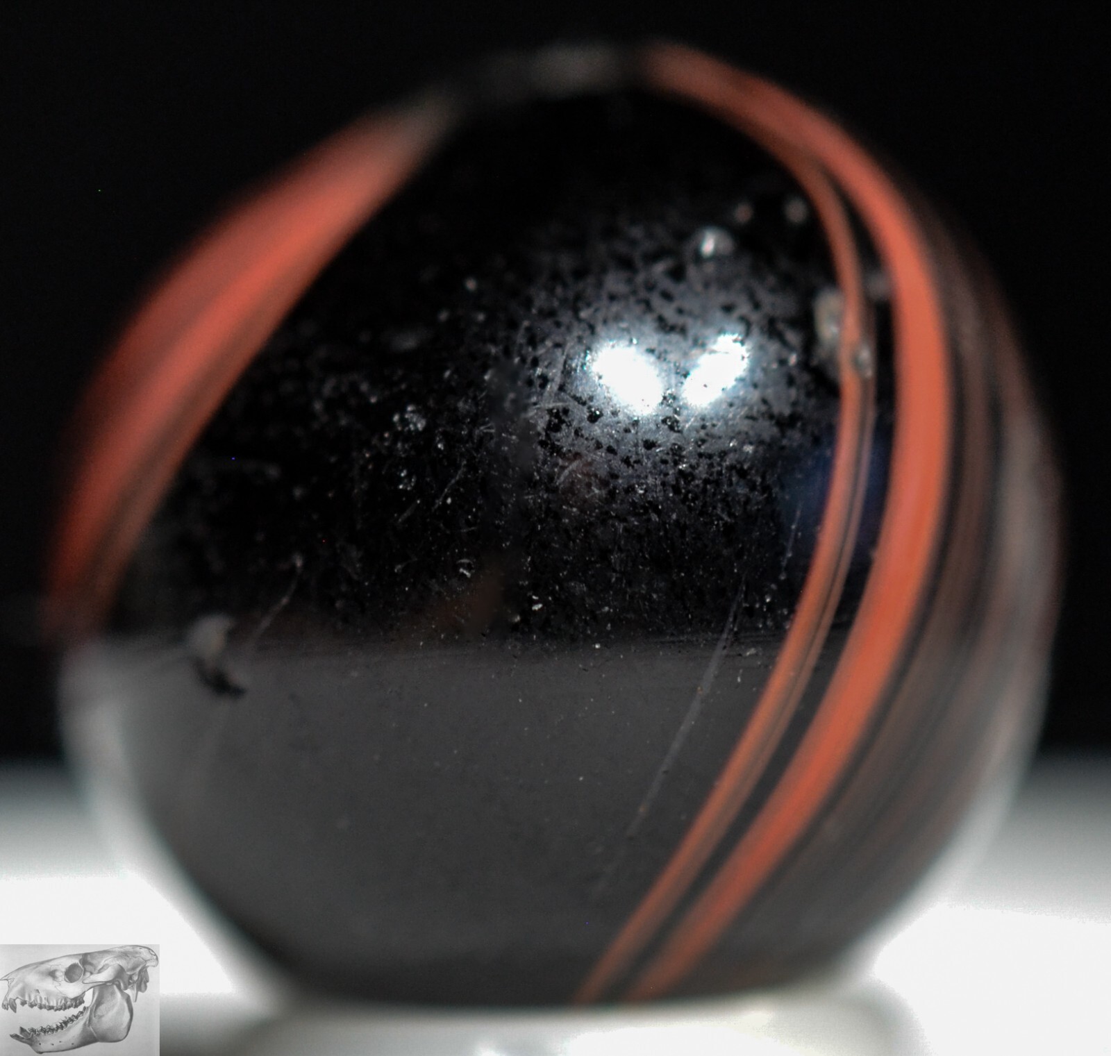 Handmade Indian Marble, Red, 11/16 in, Near Mint, Chip, Germany, 1860-1920 S1103