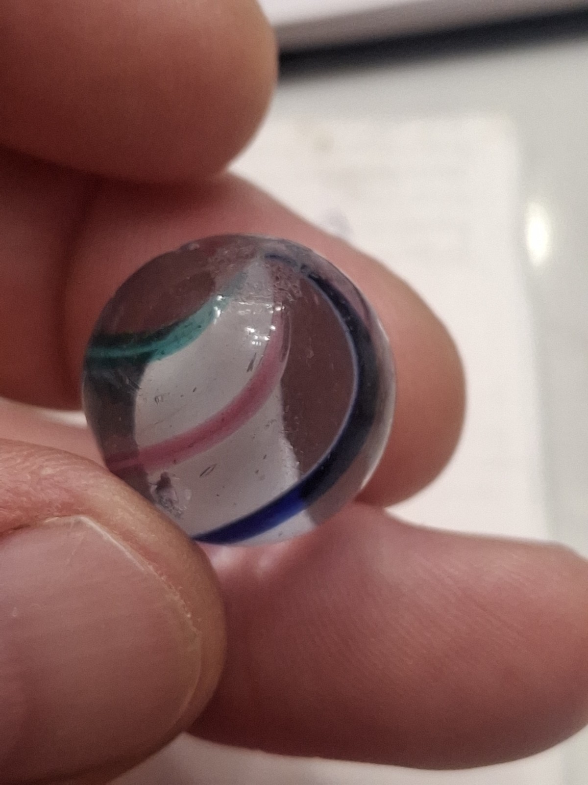 Handmade German Marble Ribbon Core Swirled Ribons Blue Pink Green Pontail 3/4″