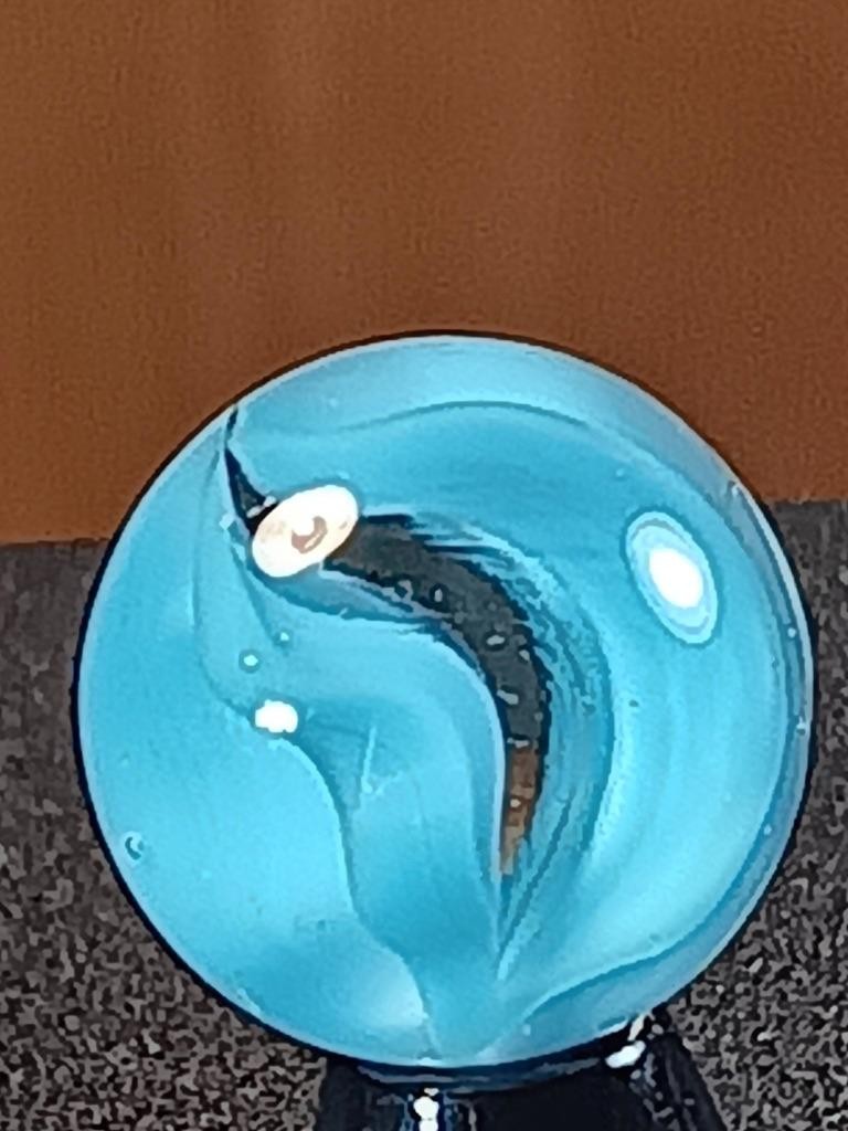 5/8″ Vitro Agate Robin’s Egg Blue Caged Cat’s Eye Near Mint Serious Marble B217