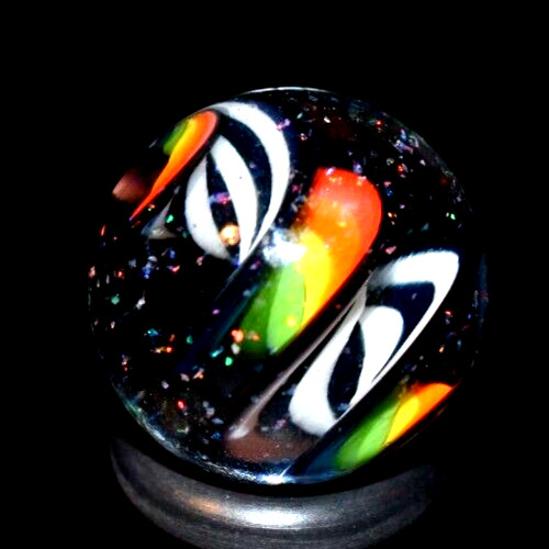 BRYAN TRILLAS GLASS MARBLE/.729″-OPAL BLUE BLACKLIGHT 2 SIDED CORKSCREW-OPALS