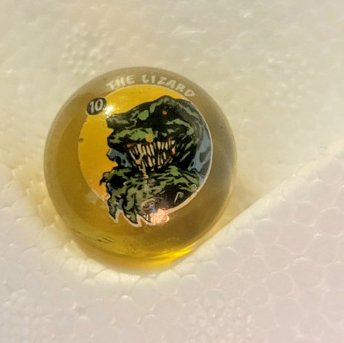 Vintage Marvel The Lizard #10 Translucent Yellow Glass Marble Collectible