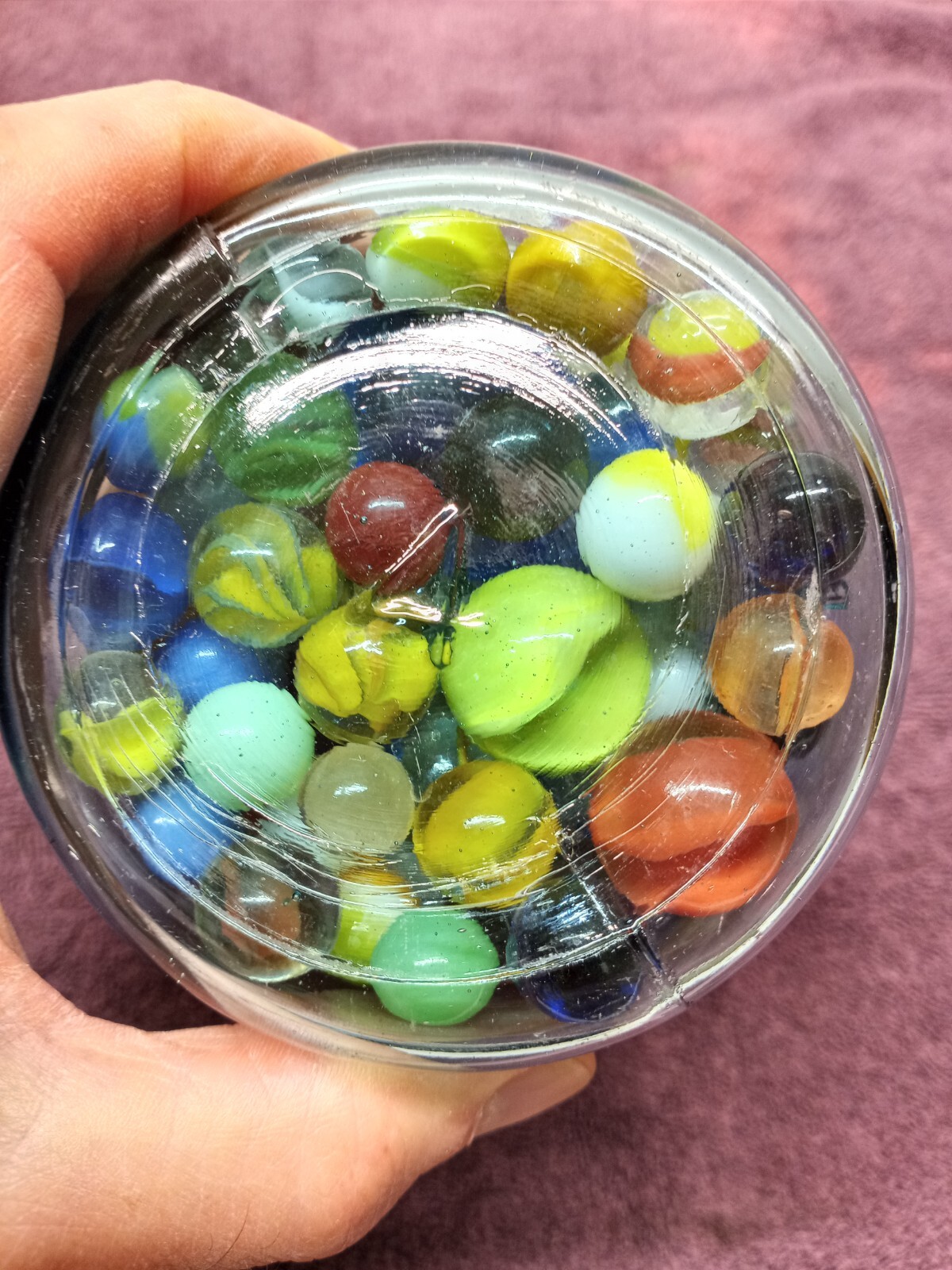 Vintage MARBLES QUART JAR of OLD GLASS MARBLES about 4.5 Pounds
