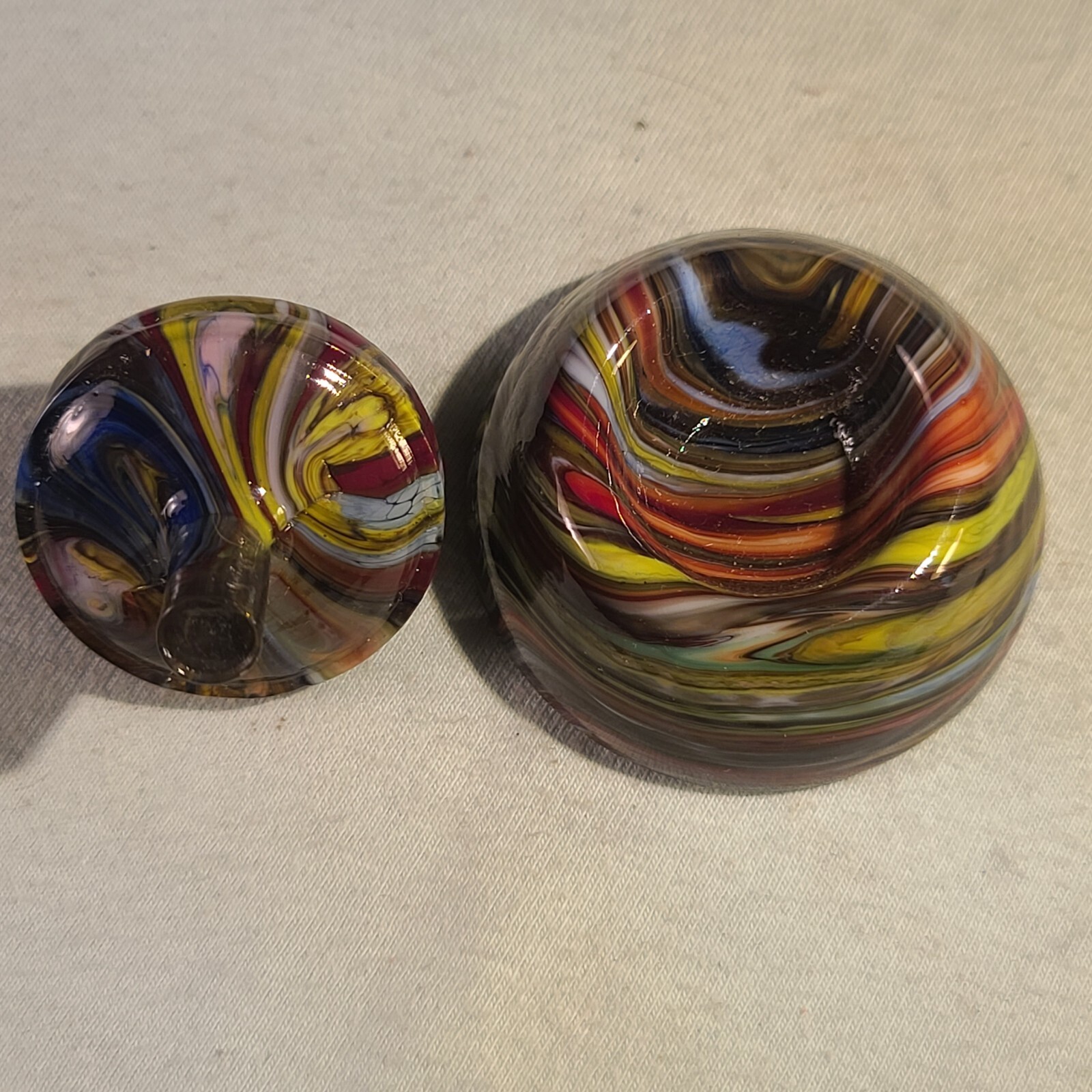 ANDY DAVIS, Glass Art Spinning Top & Base, Megans Run (?), #255G