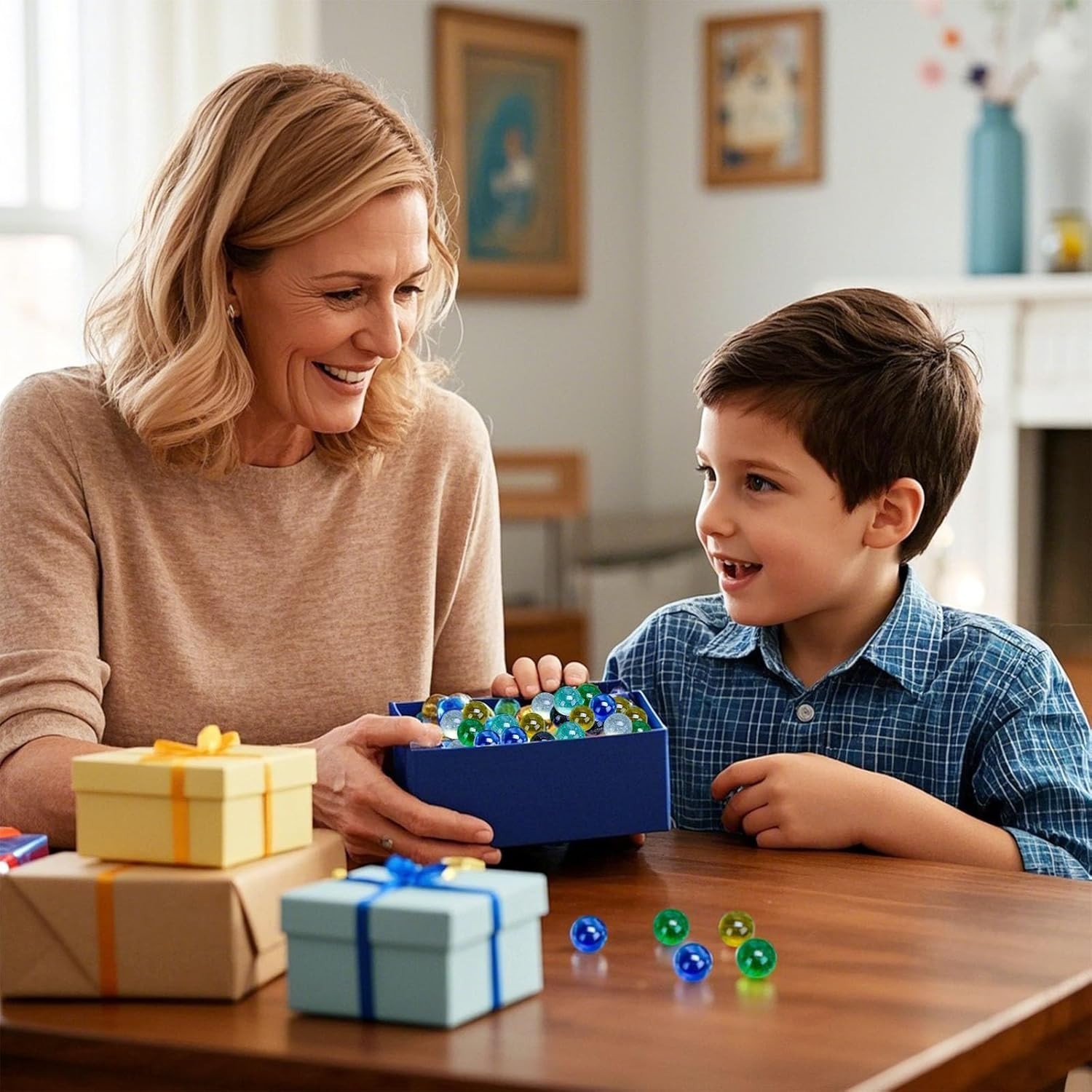 Exciting 50 Piece Glass Marbles & Whistle Set – Perfect Gift for Young Players