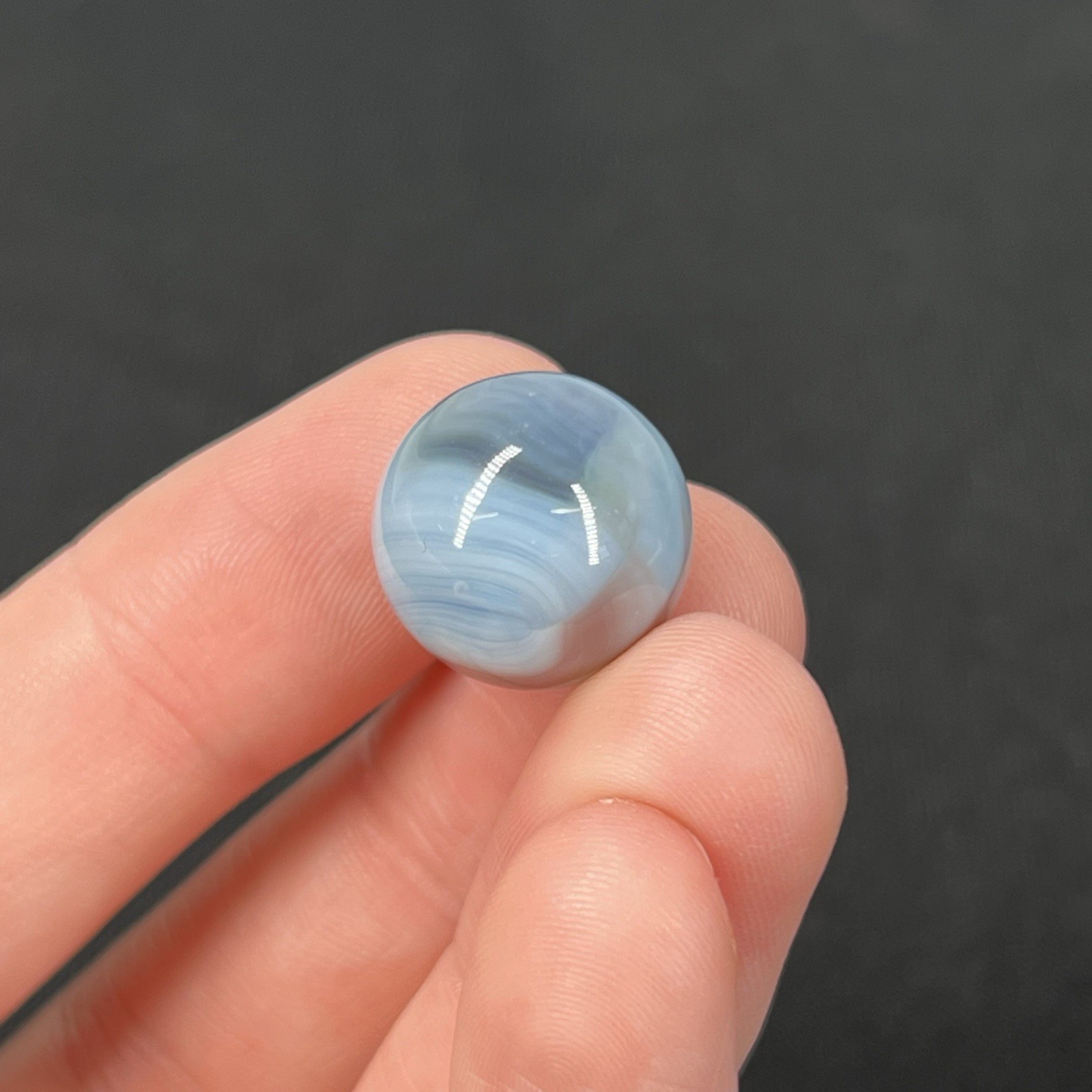 Old Vintage Glass Marble Christensen Akro Peltier Vitro .6” Cloudy Dusty Blue