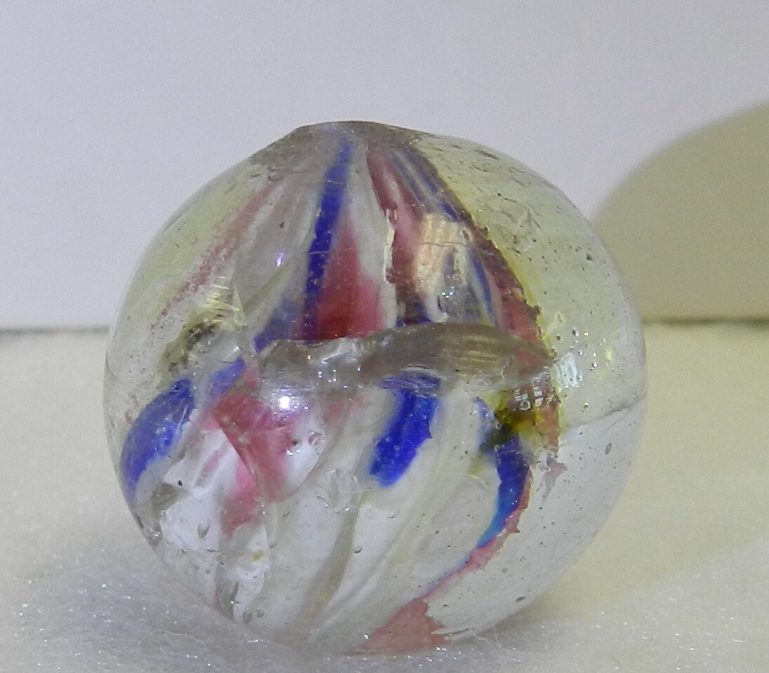 #18722m Interesting Shrunken Onionskin Vintage German Handmade Shooter Marble