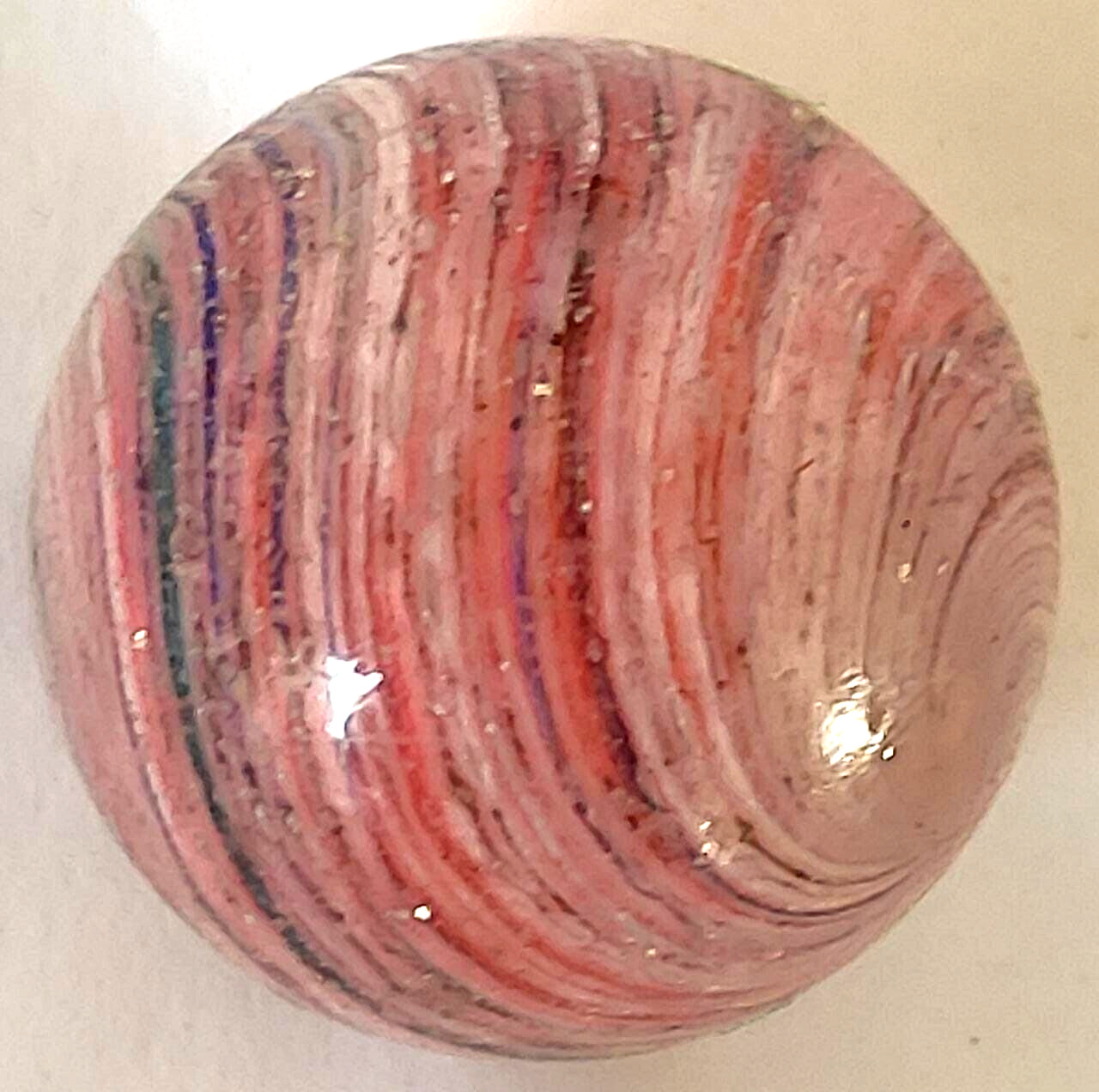 TOY MARBLE onionskin light shrunken tornado swirl ,0.96” mica pink, blue EOC