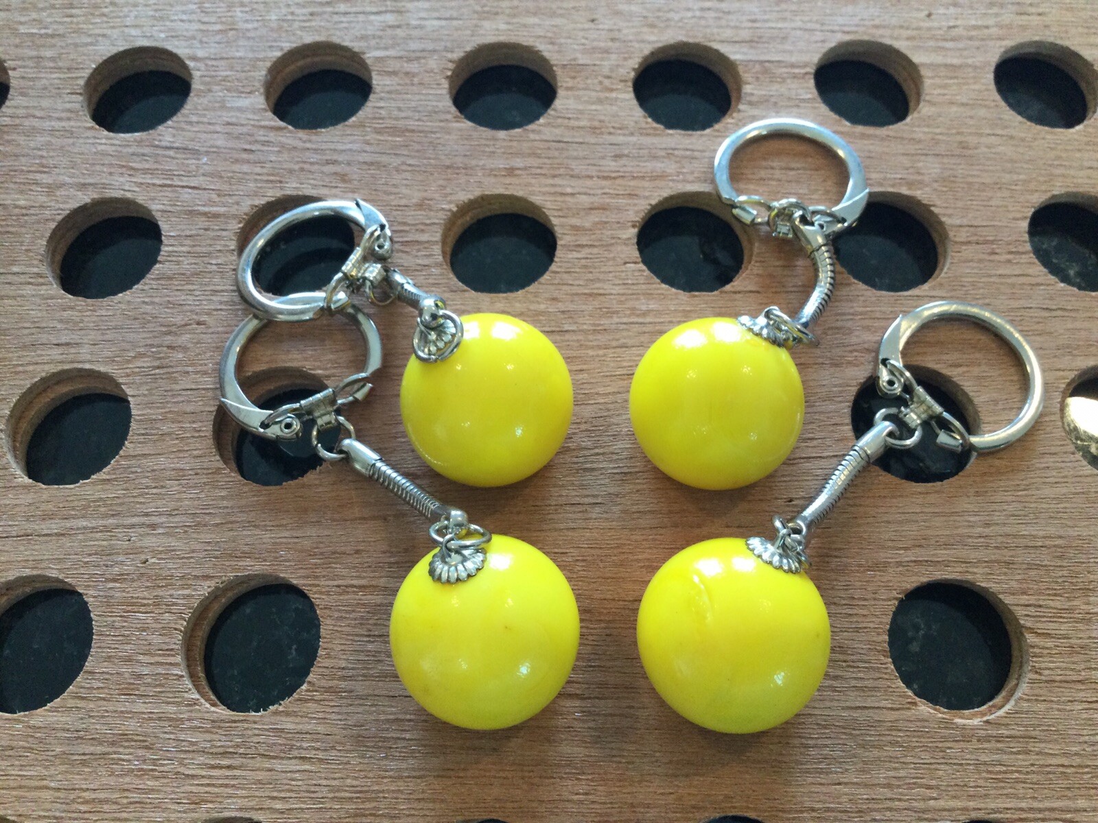 Vintage | 4 Suits | Black & Red Print on Yellow Marble Keychain | LOT OF 4