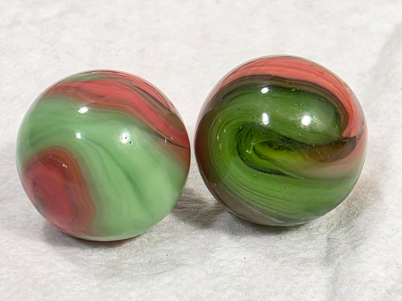 Vintage Alley Agate Watermelon Green Pink Coral Marble West Virginia Swirl LOT
