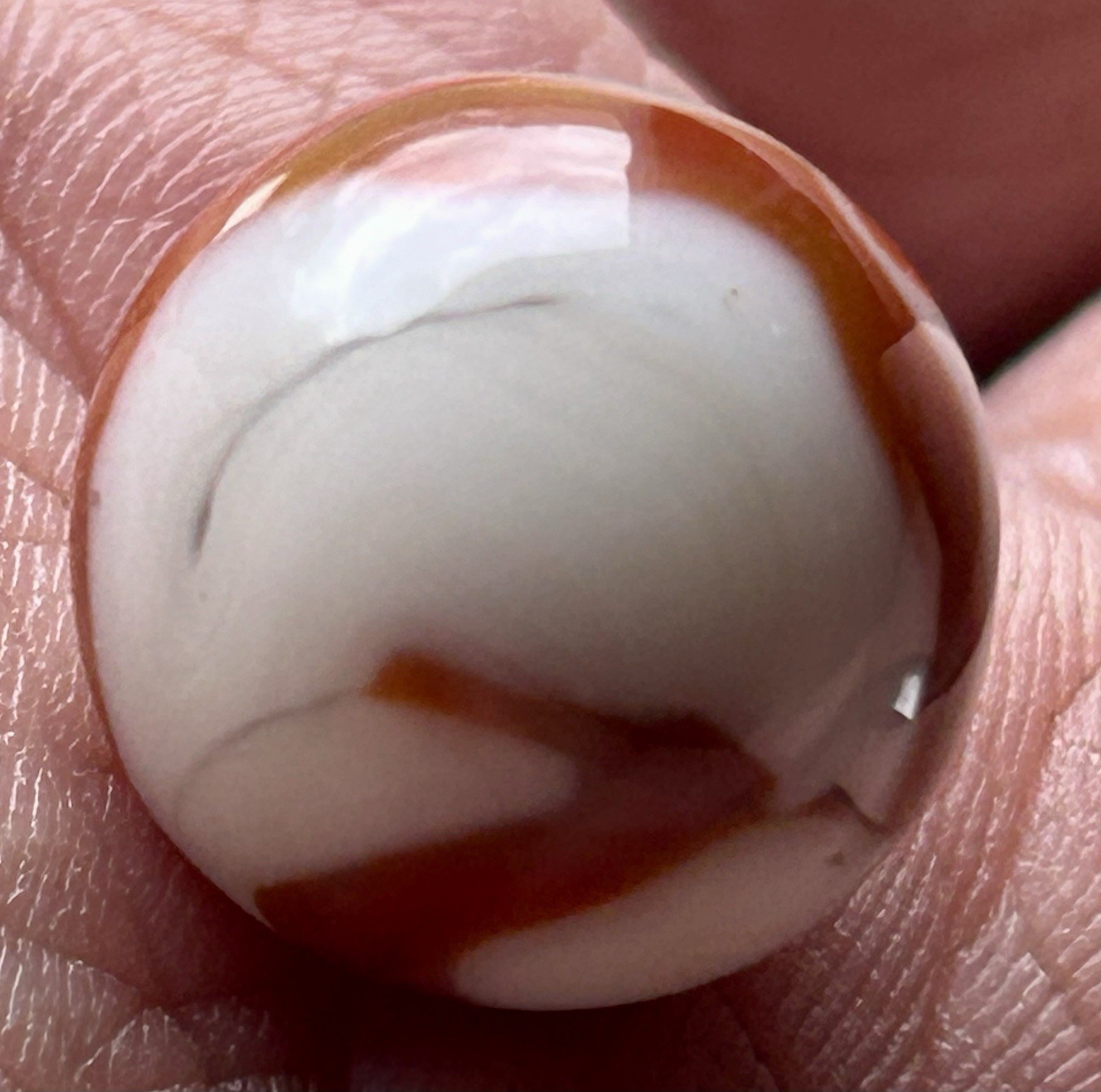 Vintage Heaton Or Alley Agate 0.57” Red Ribbon Swirl Marble Near Mint Condition