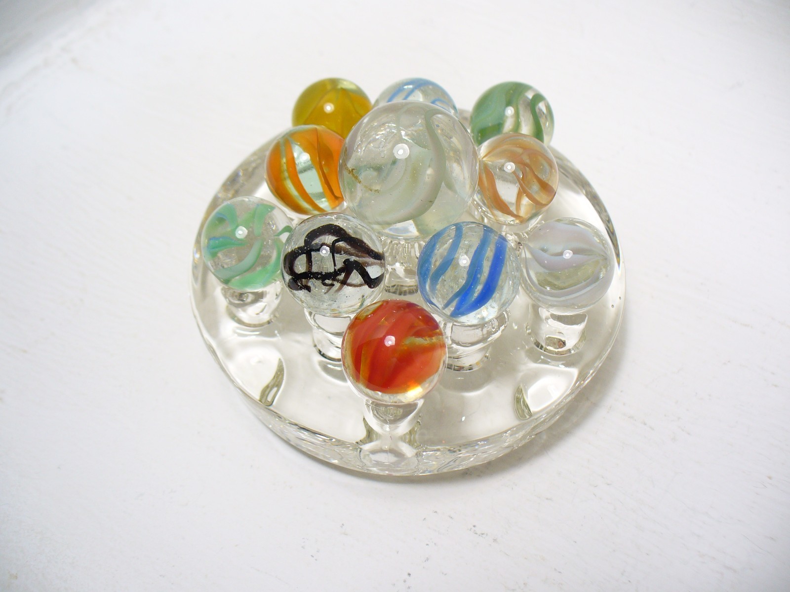 #971 Vintage Vitro Agate Cats Eye Marbles 11 pcs. 1 shooter and 10 regular