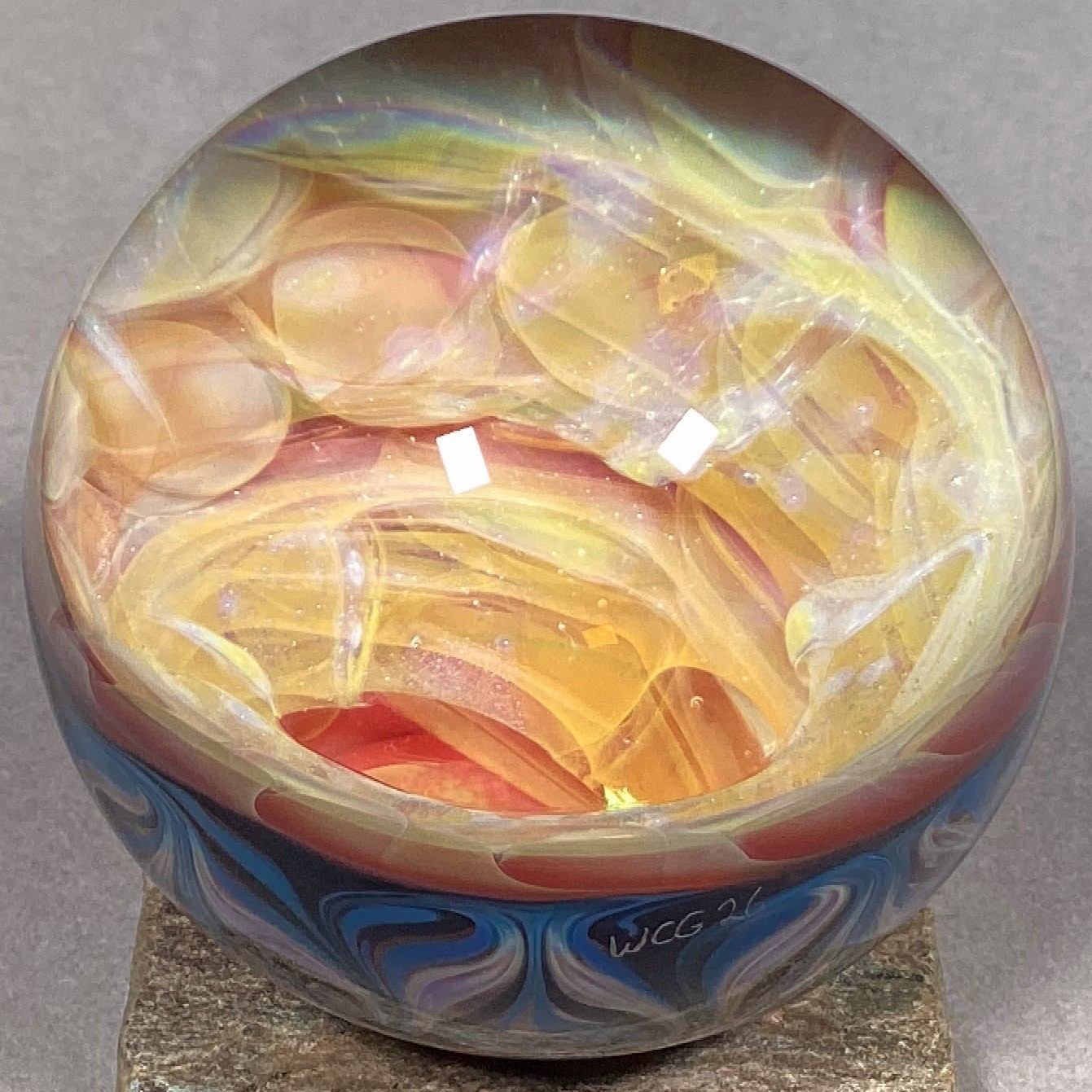 Vortex Marble Handmade by Bill Grout 2.22″ Nimbus Rhythms 032926 Boro Glass