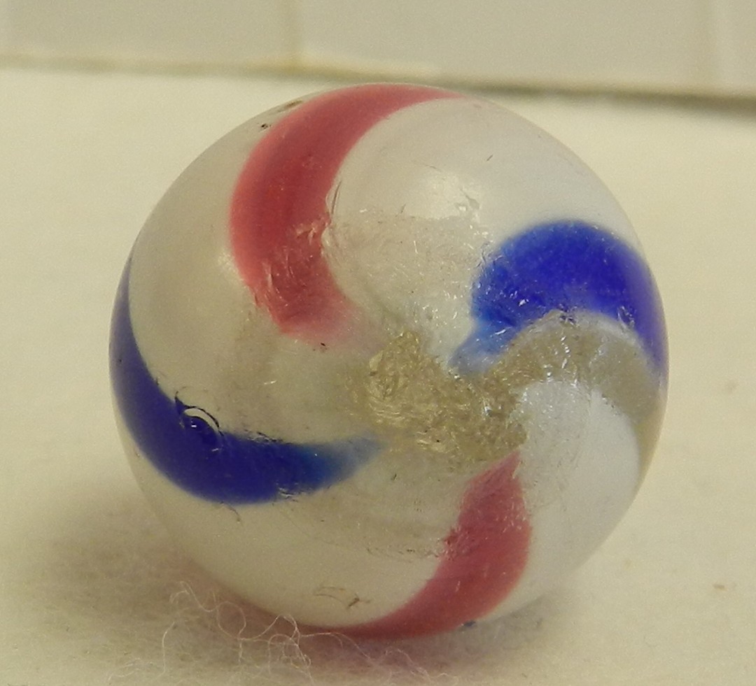 #20607m Vintage German Handmade Peppermint Swirl Marble .78 Inches