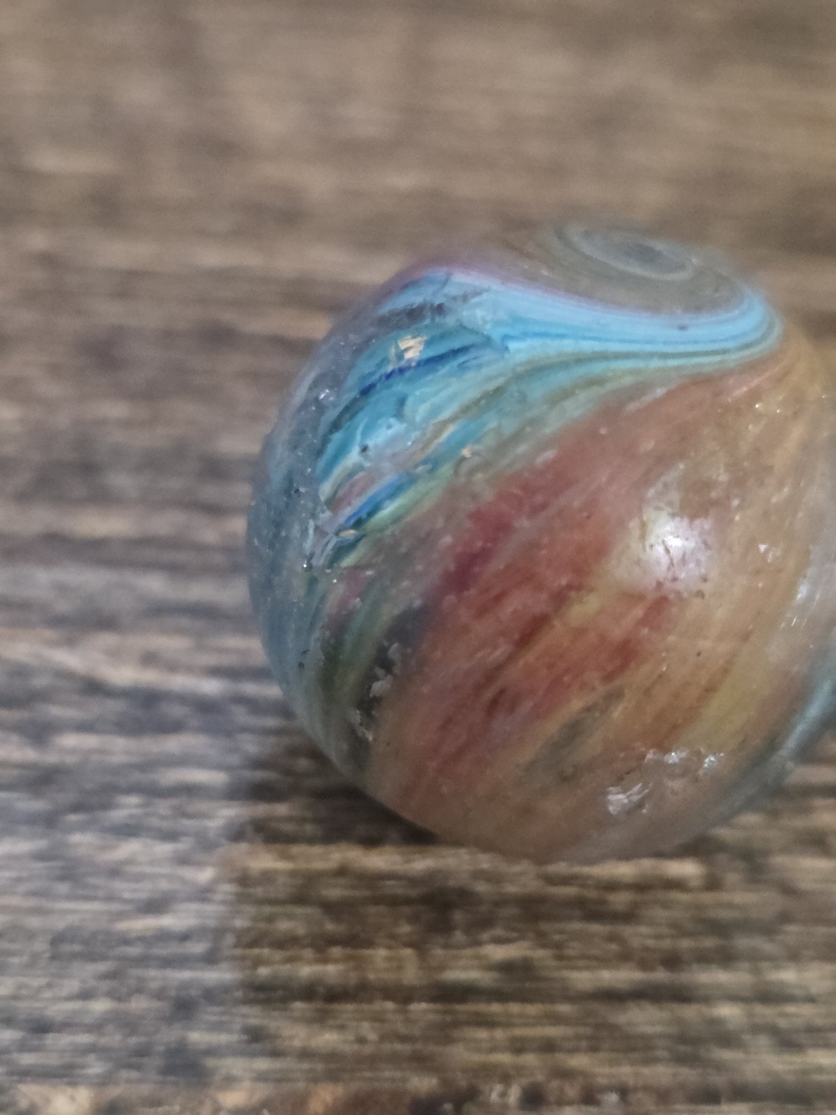 1.11″ Antique Vintage German Handmade Multi Colored Onionskin Marble
