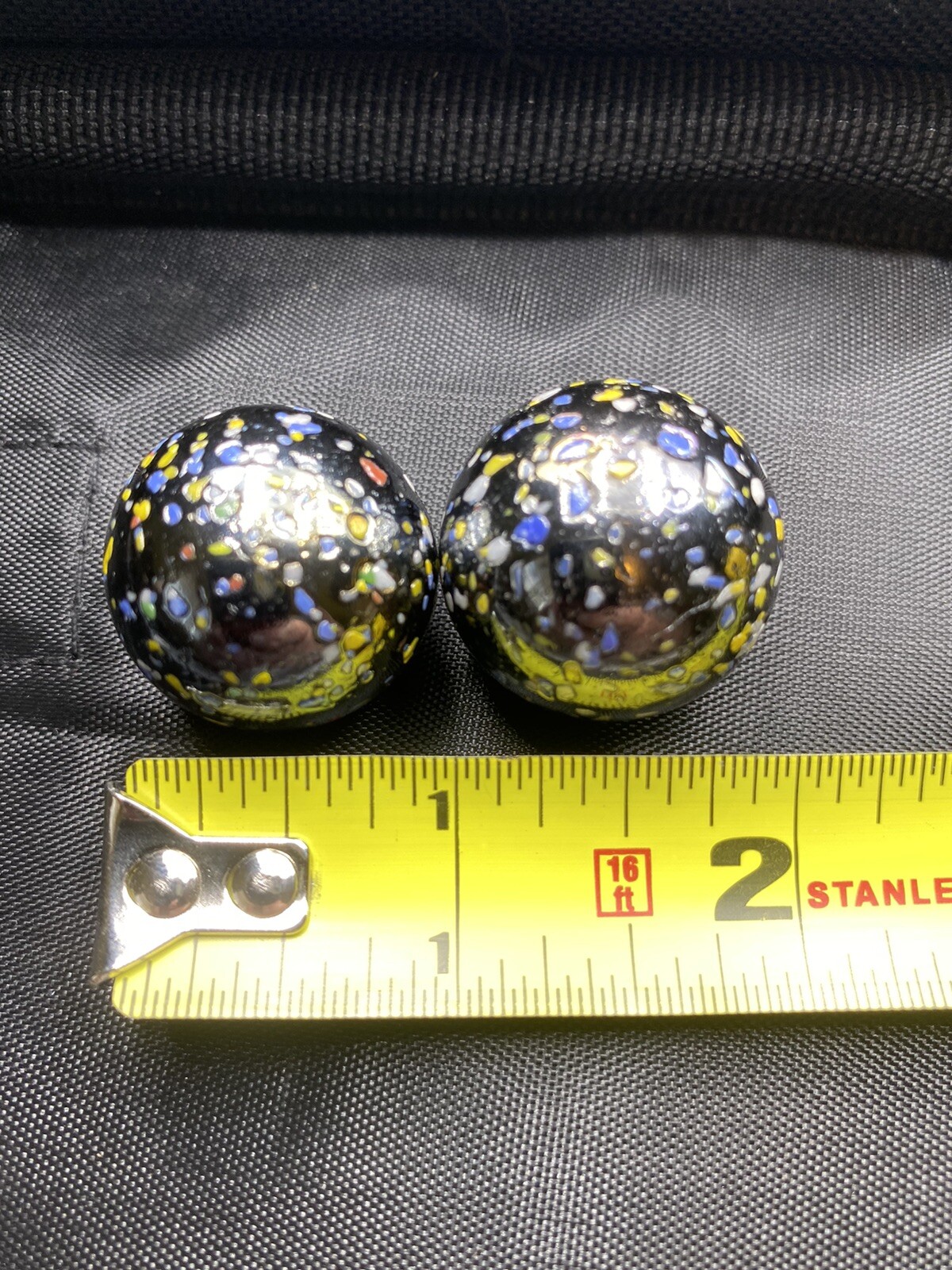 Confetti Marbles 2 med large lot Black with paint specks