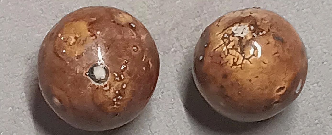 Lot 5 Antique Bennington Glazed Pottery MARBLES 3 Different Sizes 1 VERY LARGE