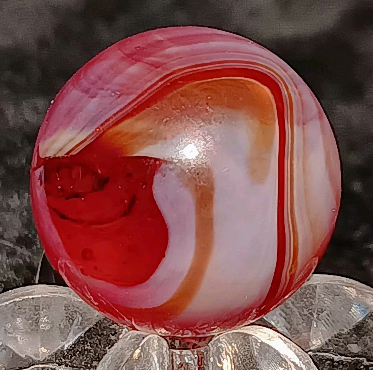 Antique Christensen Agate CAC Red Slag Marble. 5/8″ Mint.